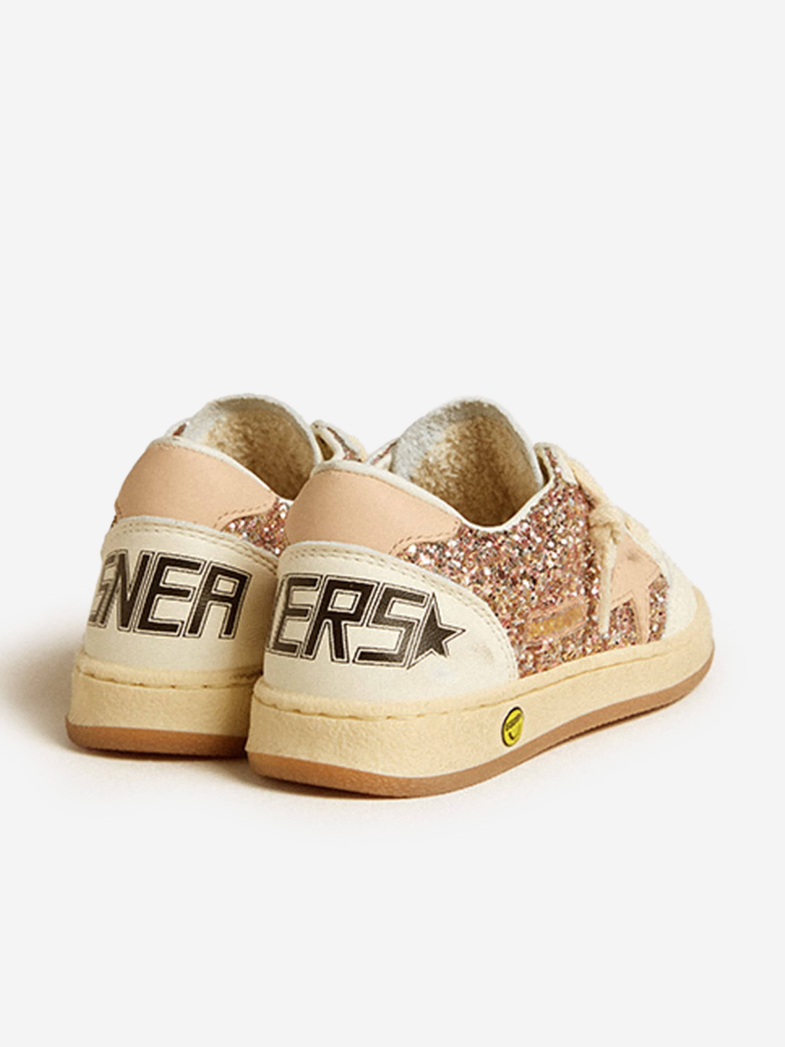Girls Ballstar Glitter and Leather Trainers in Pink Discount Sale Online
