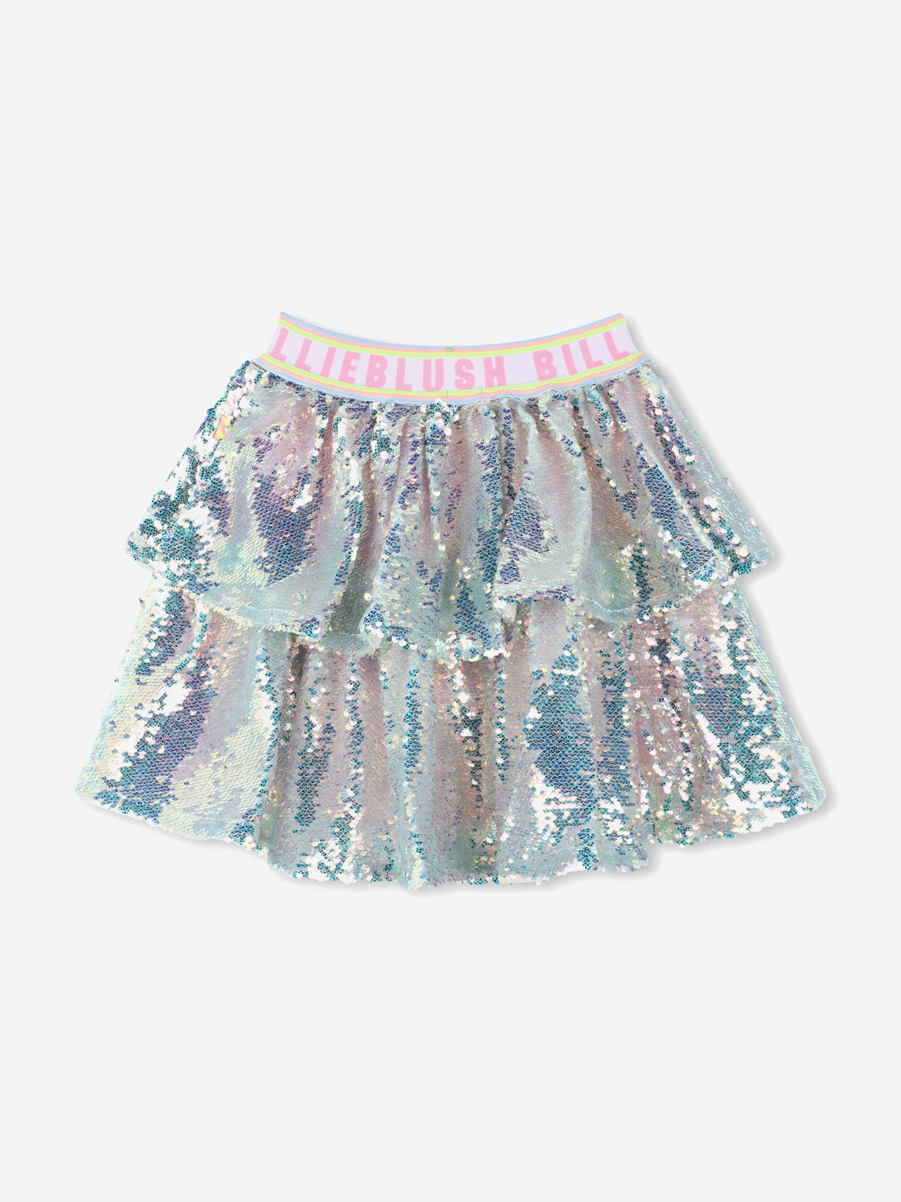 Girls Sequin Ruffle Skirt in Blue Pictures Cheap Online