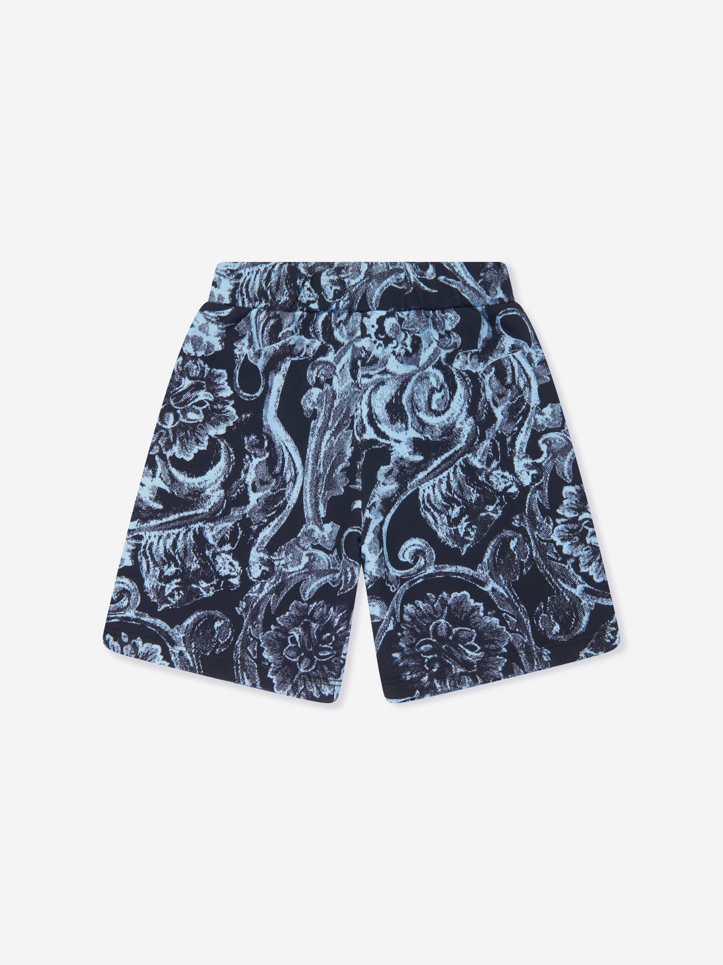 Versace Boys Barocco Print Shorts in Navy Sast Online