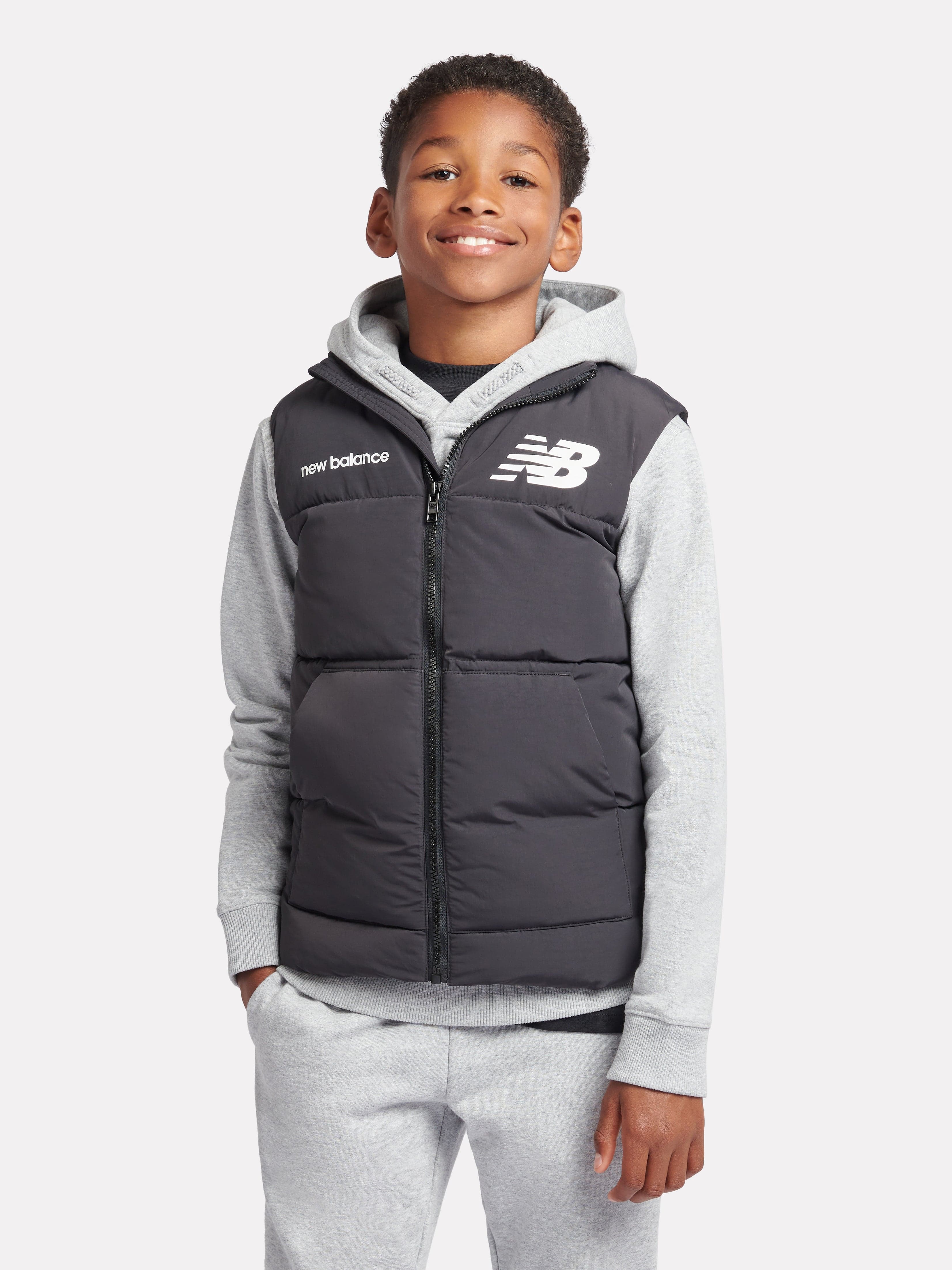 New Balance Boys Logo Quilted Gilet in Black Free Shipping Best Pices
