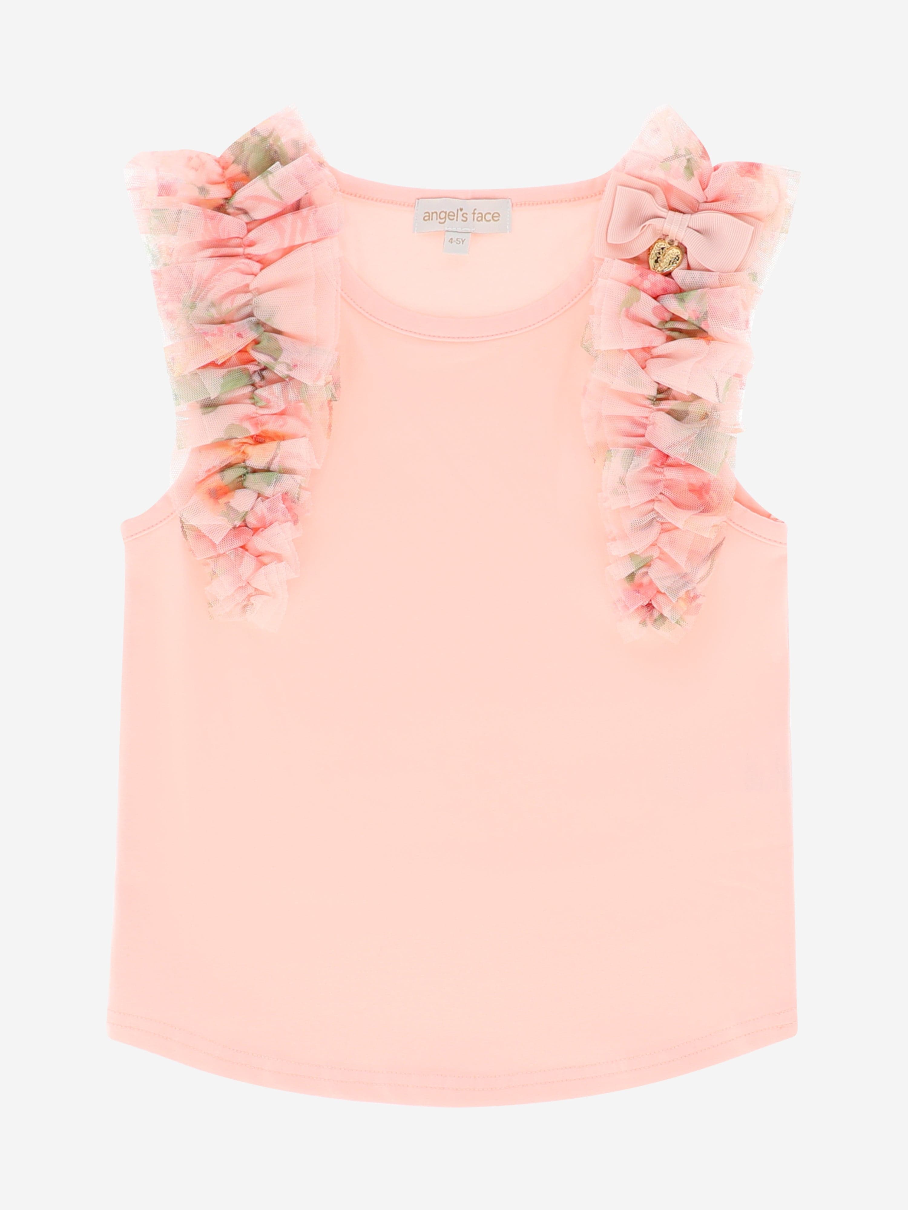 Girls Toni Ruffle Trim Top in Pink Newest Online