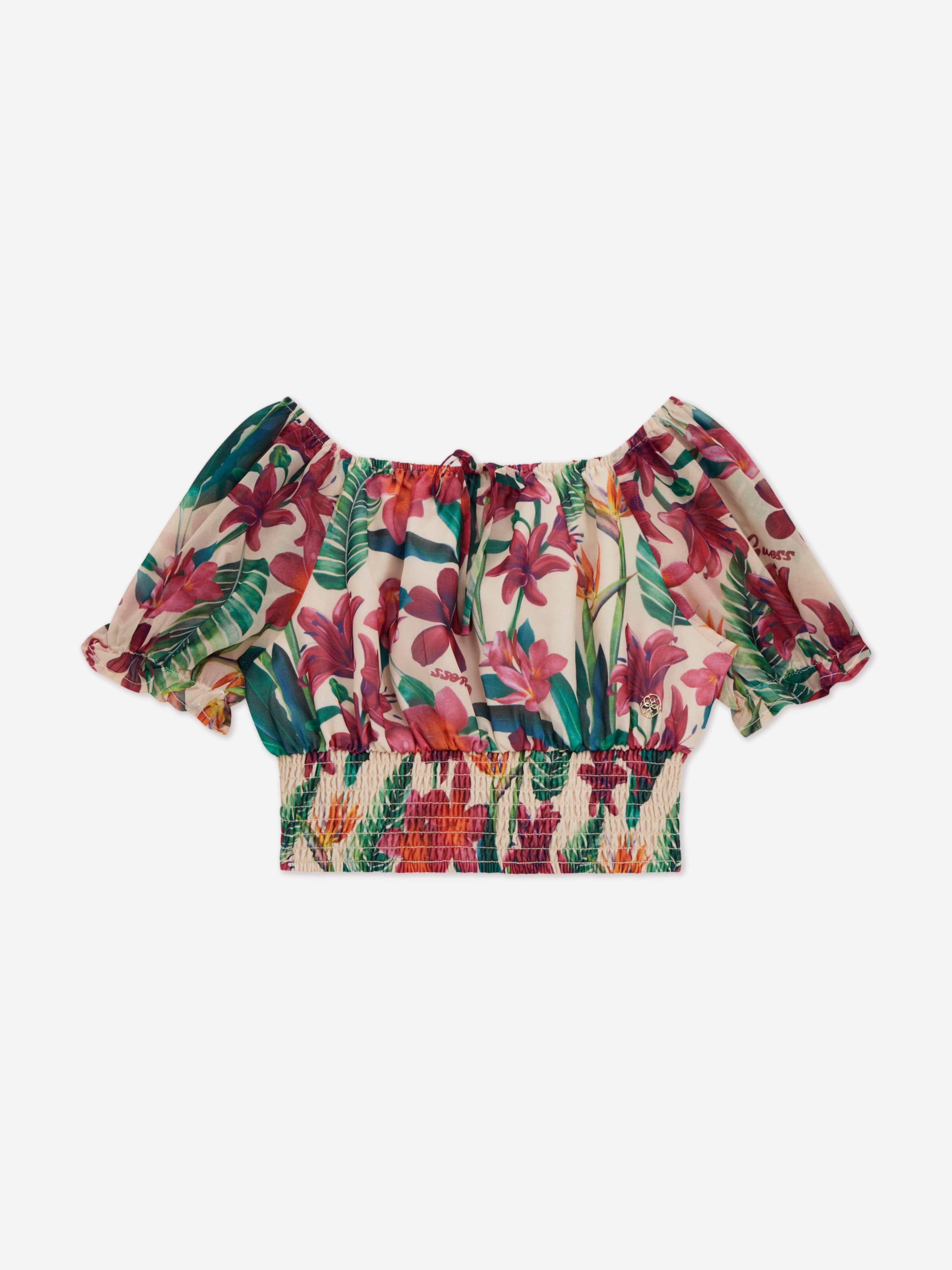 Girls Chiffon Floral Blouse in Multicolour Clearance How Much