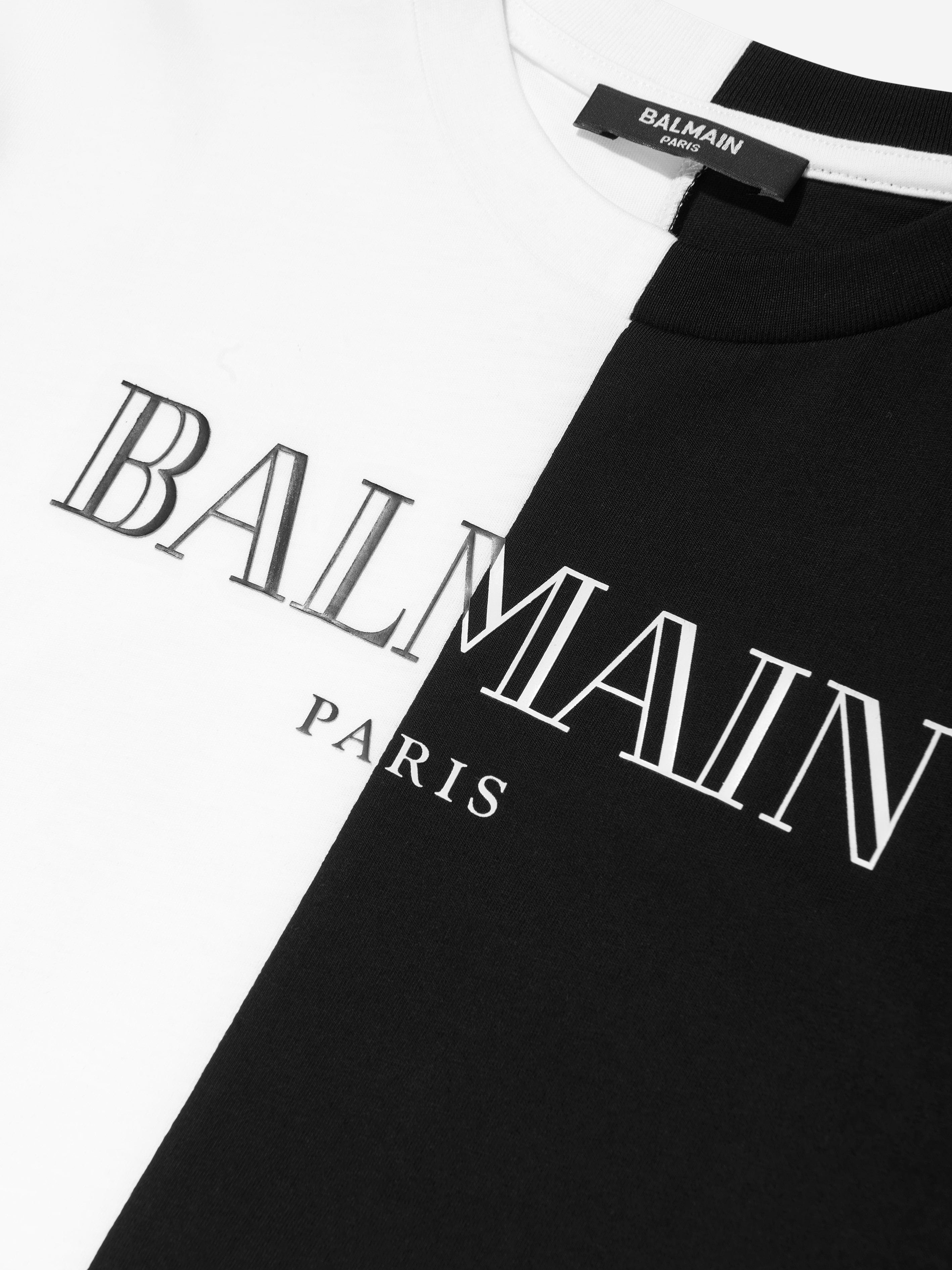 Balmain Kids Colourblock Logo T-Shirt in White Looking For Online