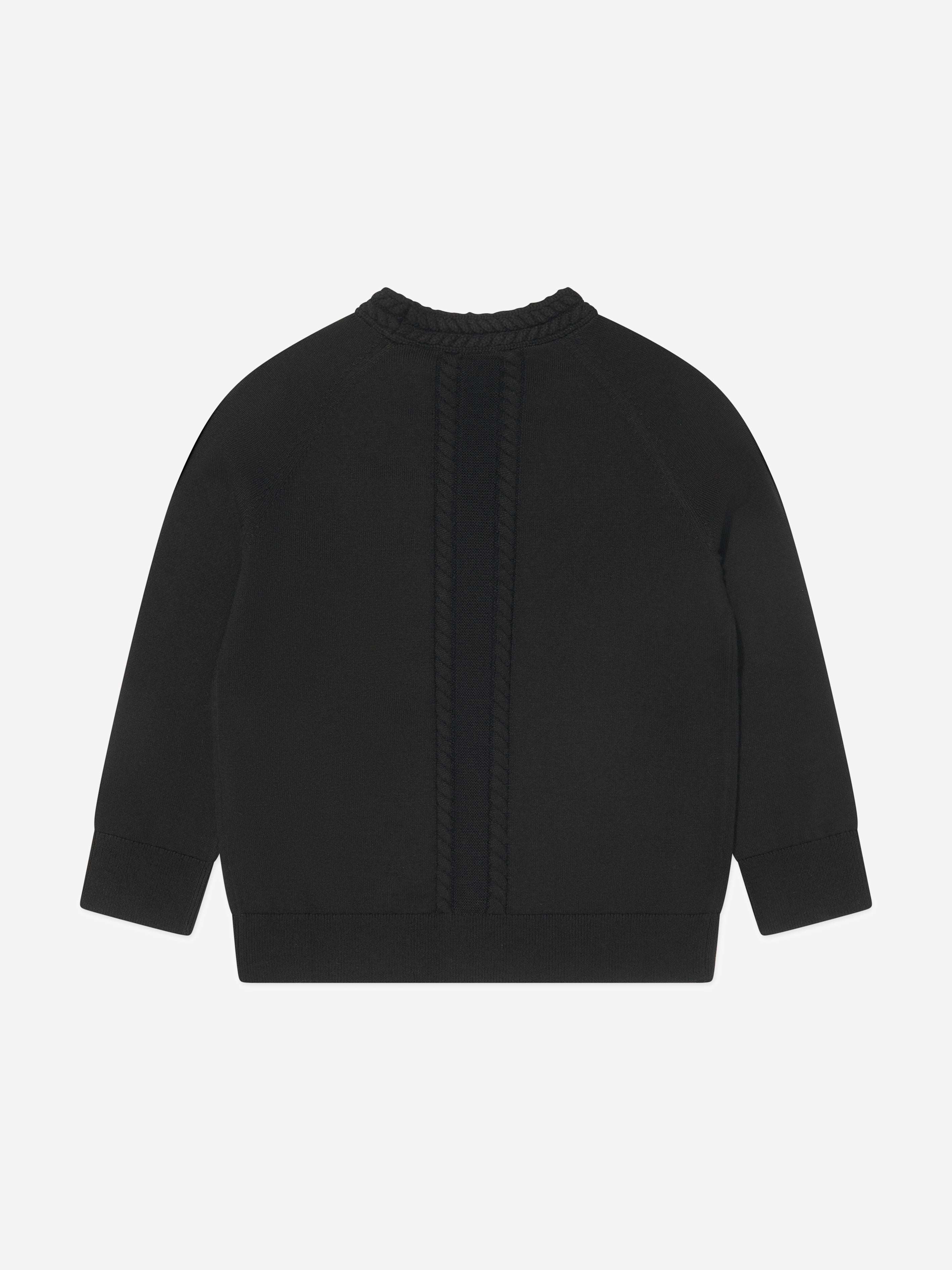 Burberry Boys Wool Knit Graham Cardigan in Black Sale Fake