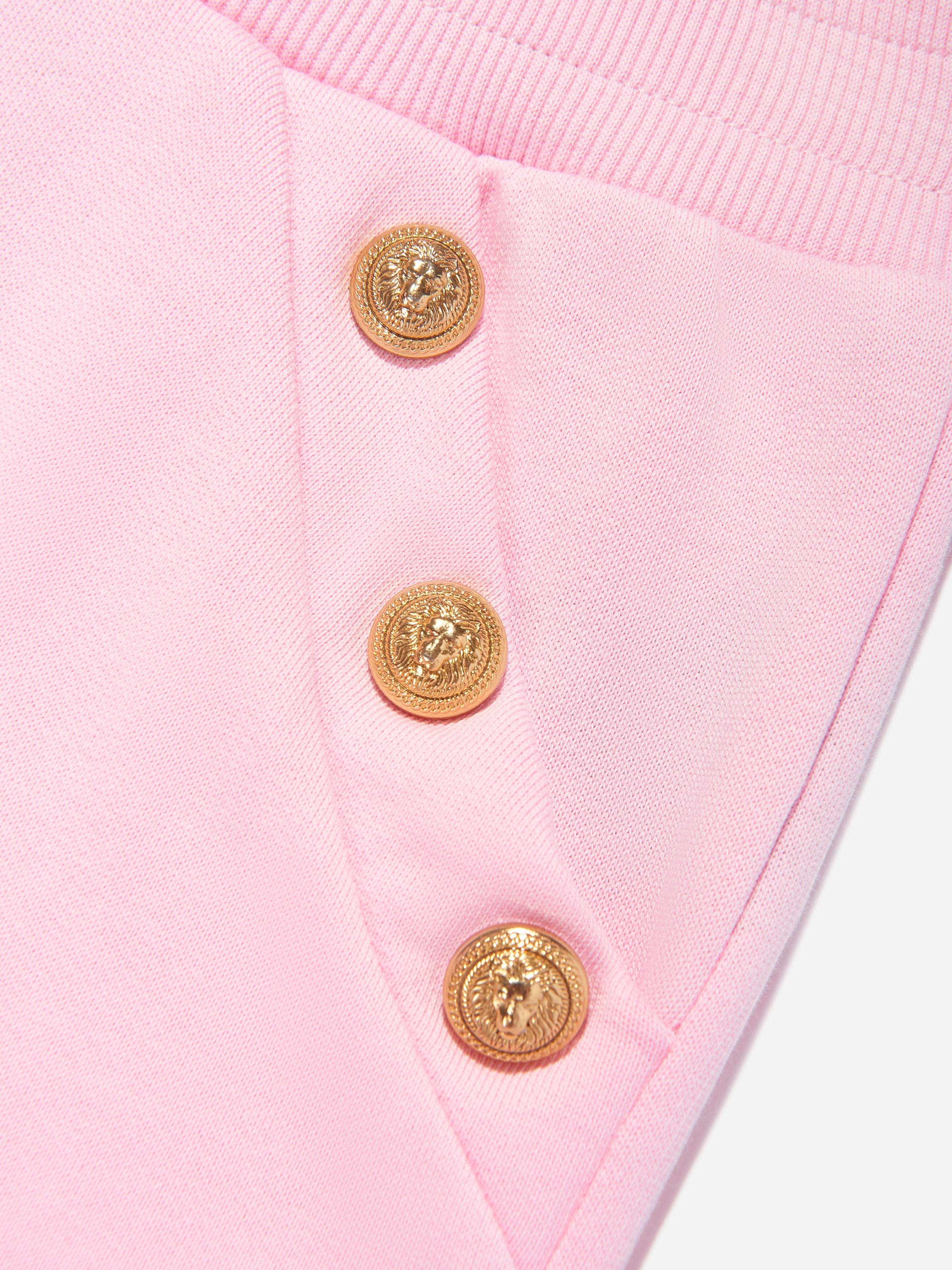 Balmain Girls Logo Button Joggers in Pink Discount Eastbay
