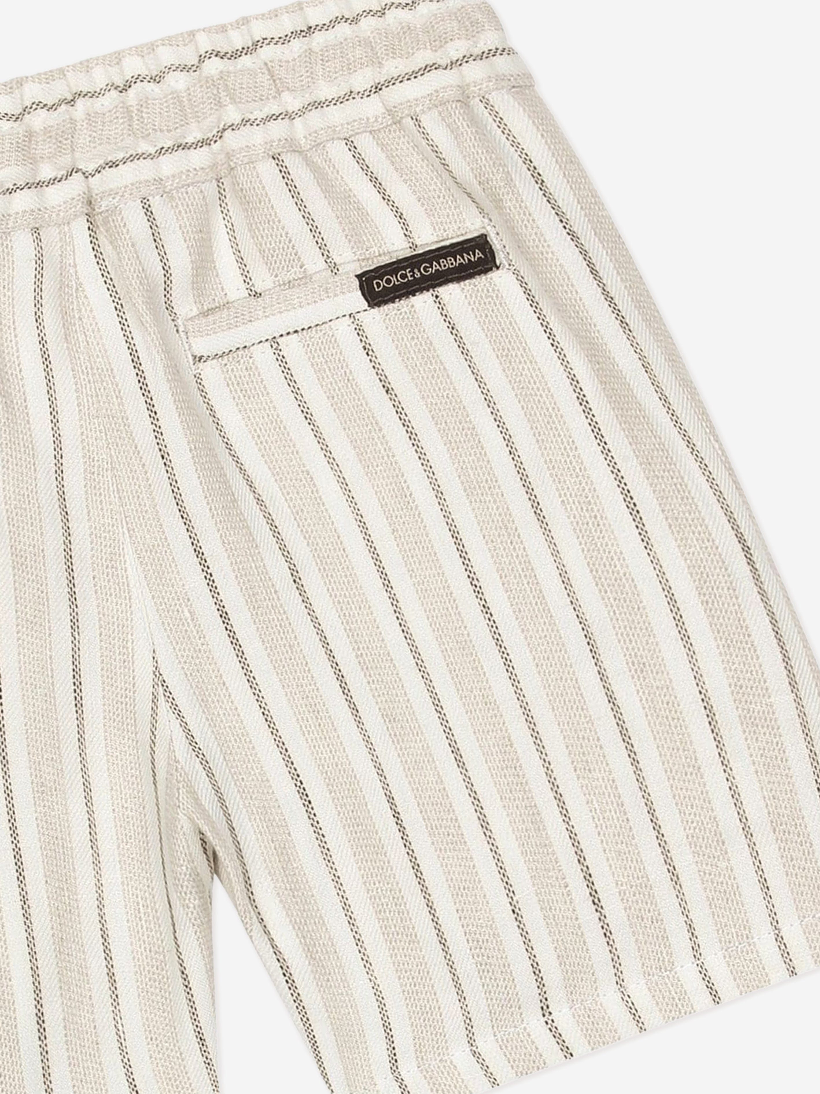 Dolce & Gabbana Baby Boys Striped Linen Shorts in Ivory Clearance Limited Edition
