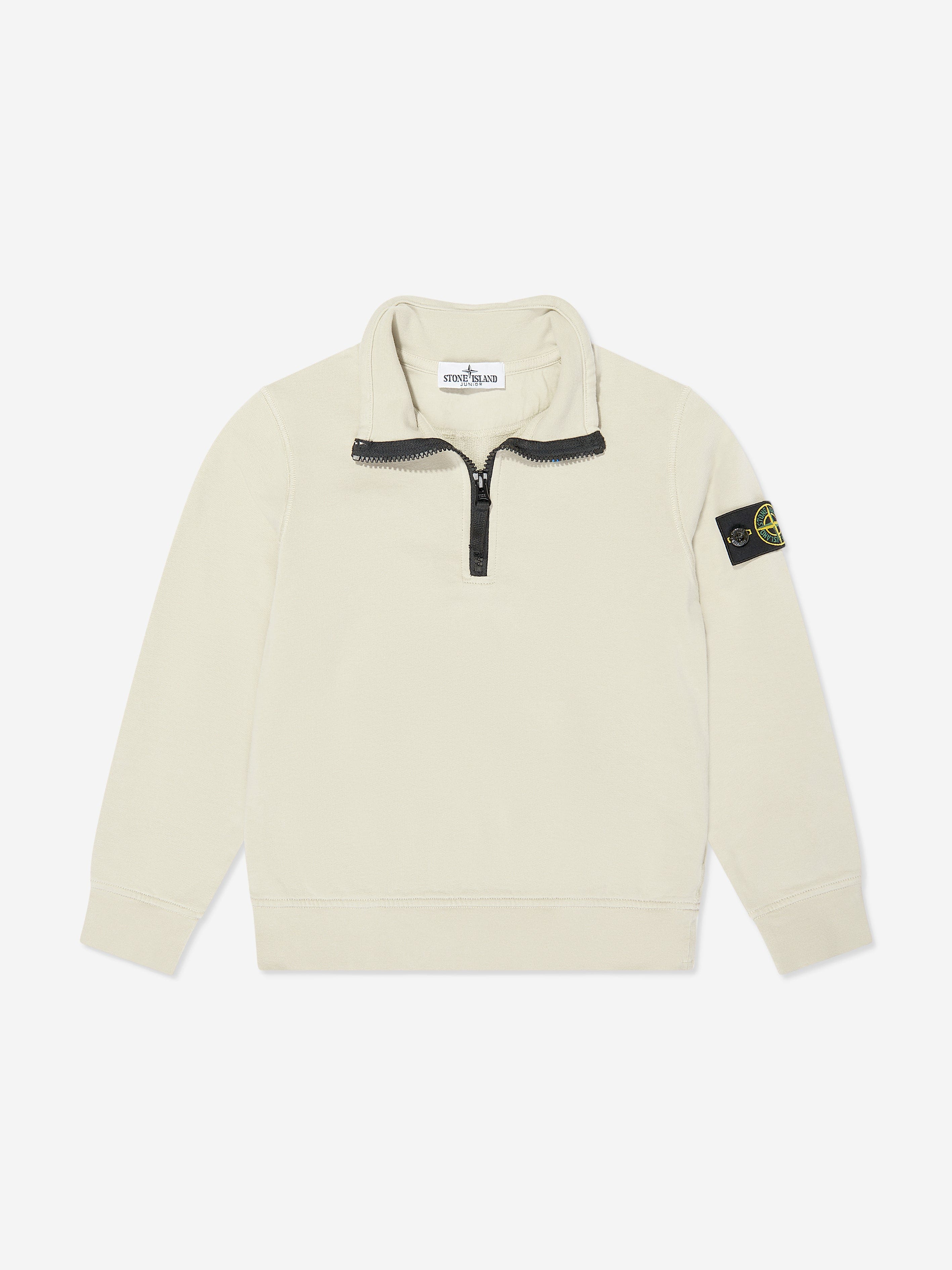 Boys Half Zip Sweatshirt in Beige Clearance Outlet