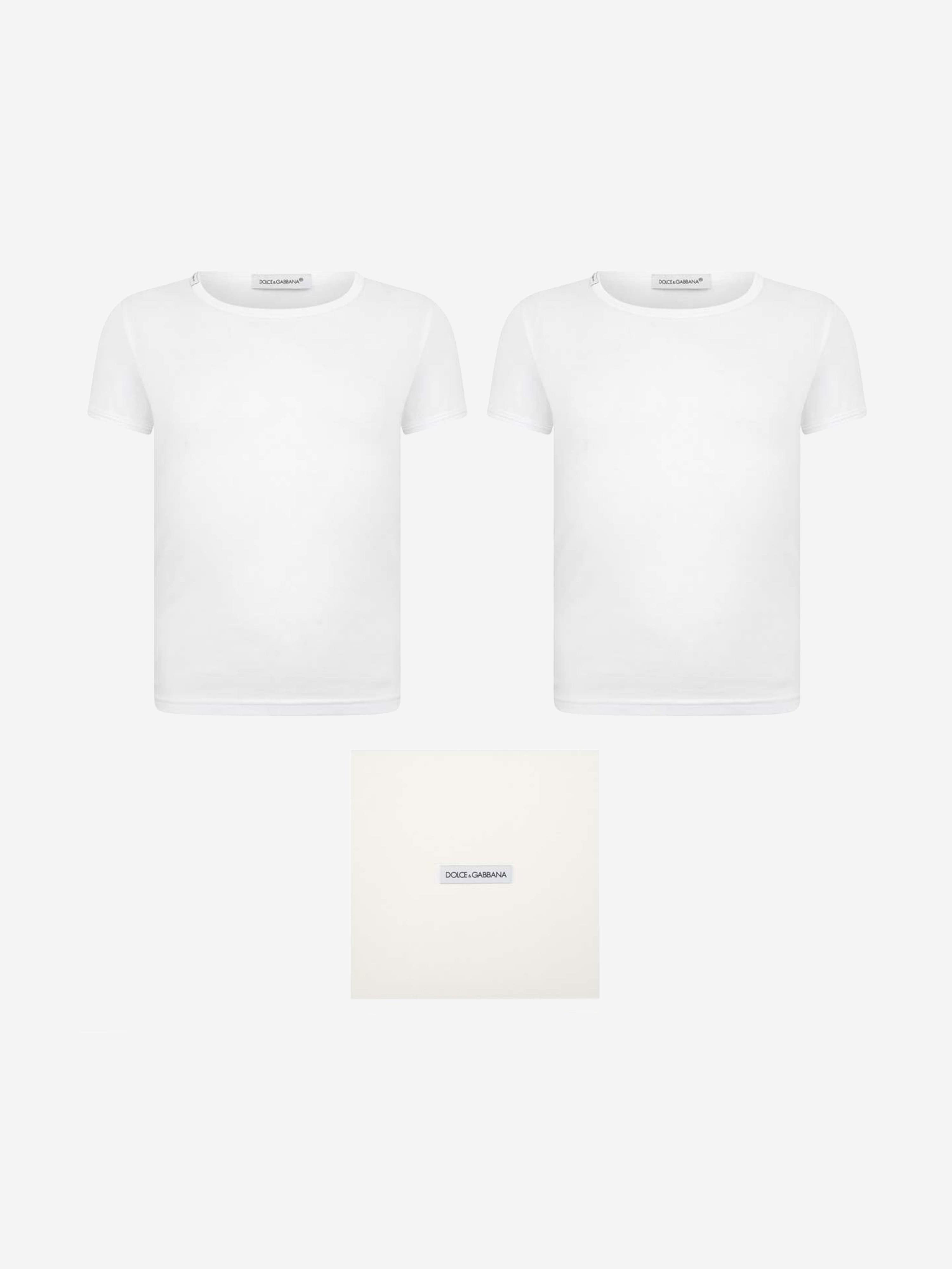 Dolce & Gabbana Boys 2 Pack T-Shirt Set in White Collections For Sale