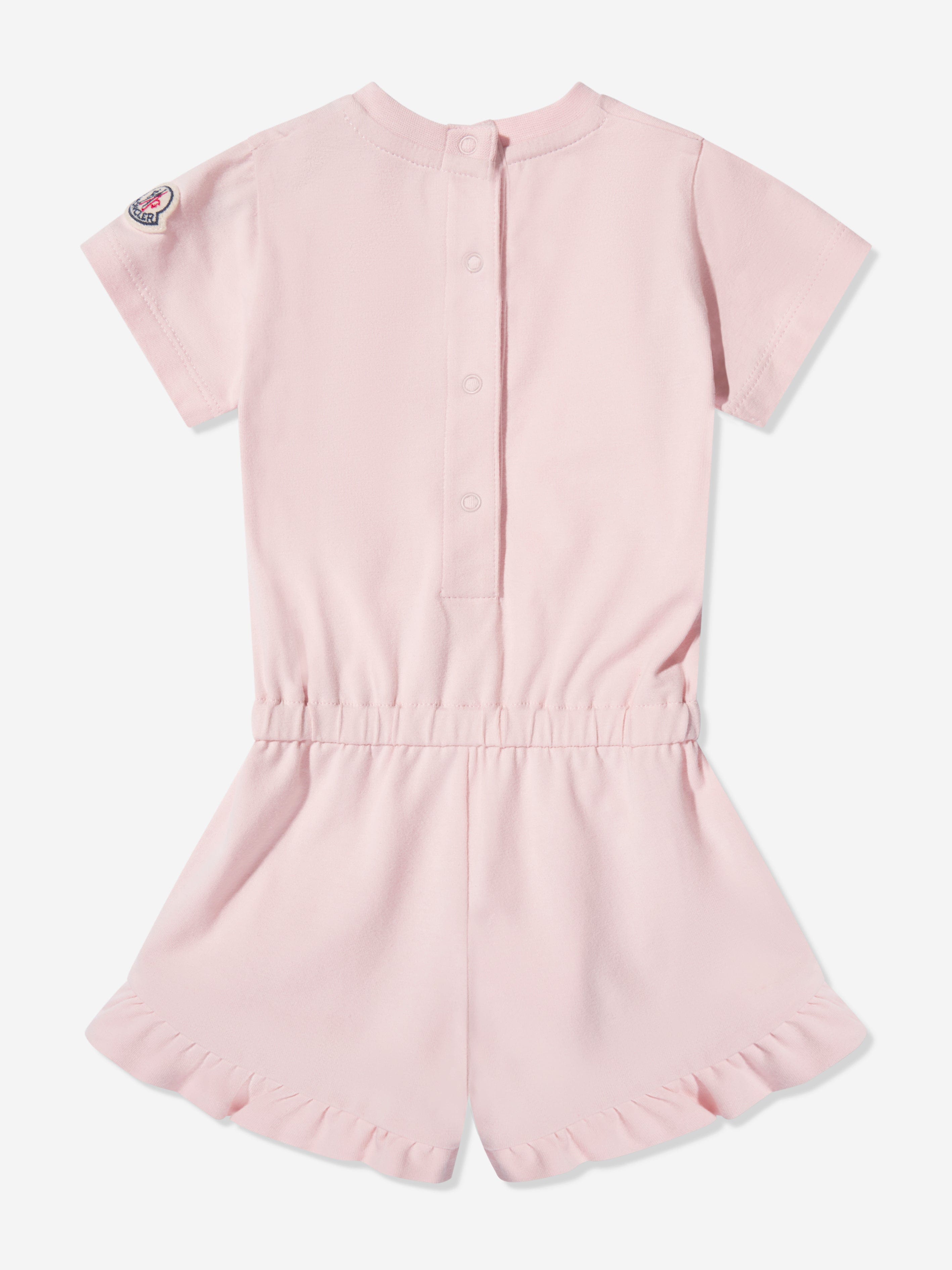 Moncler Enfant Baby Girls Logo Playsuit in Pink Fast Delivery Cheap Online