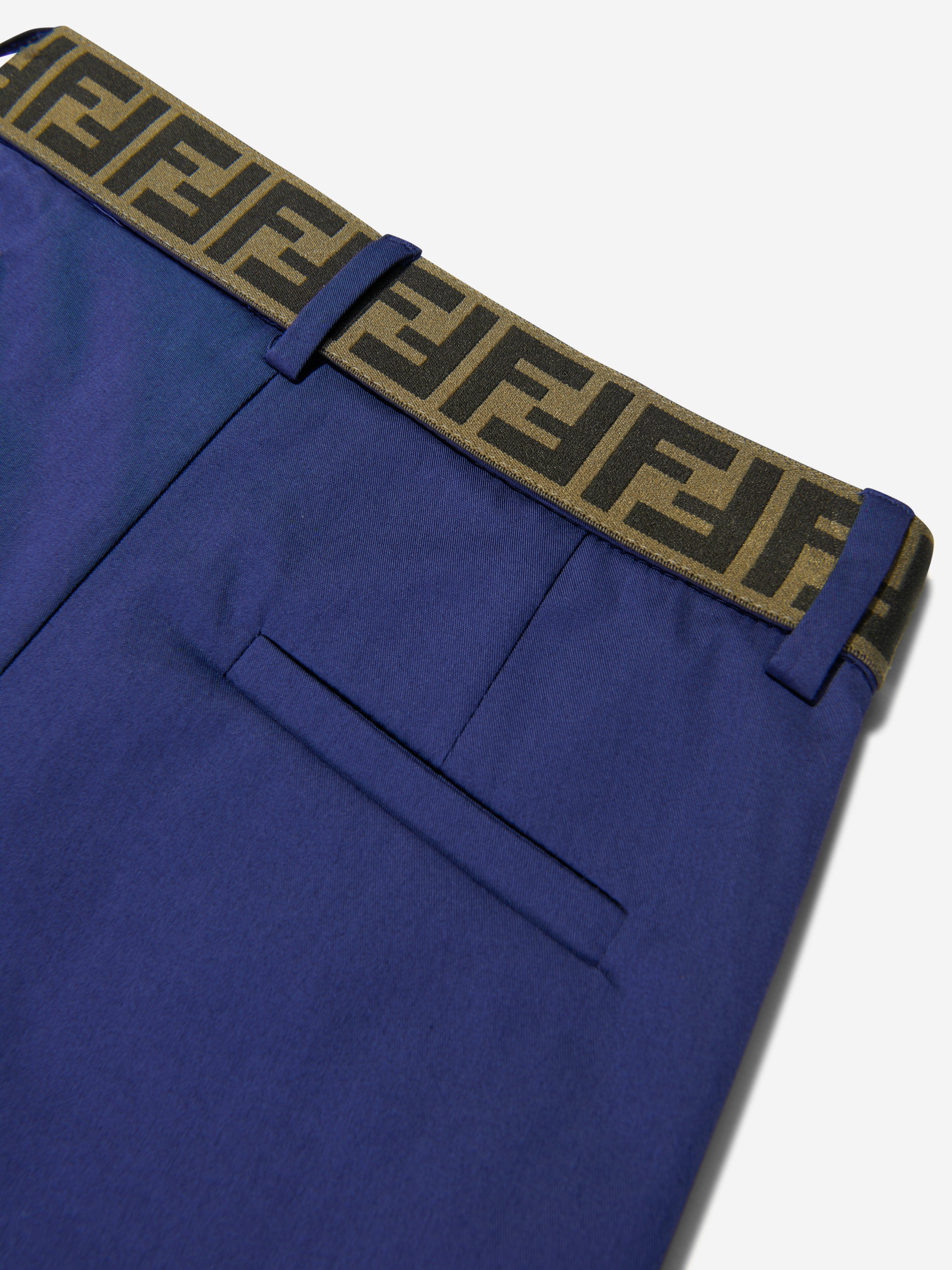 Fendi Boys Gabardine Stretch Trousers in Navy Clearance Affordable