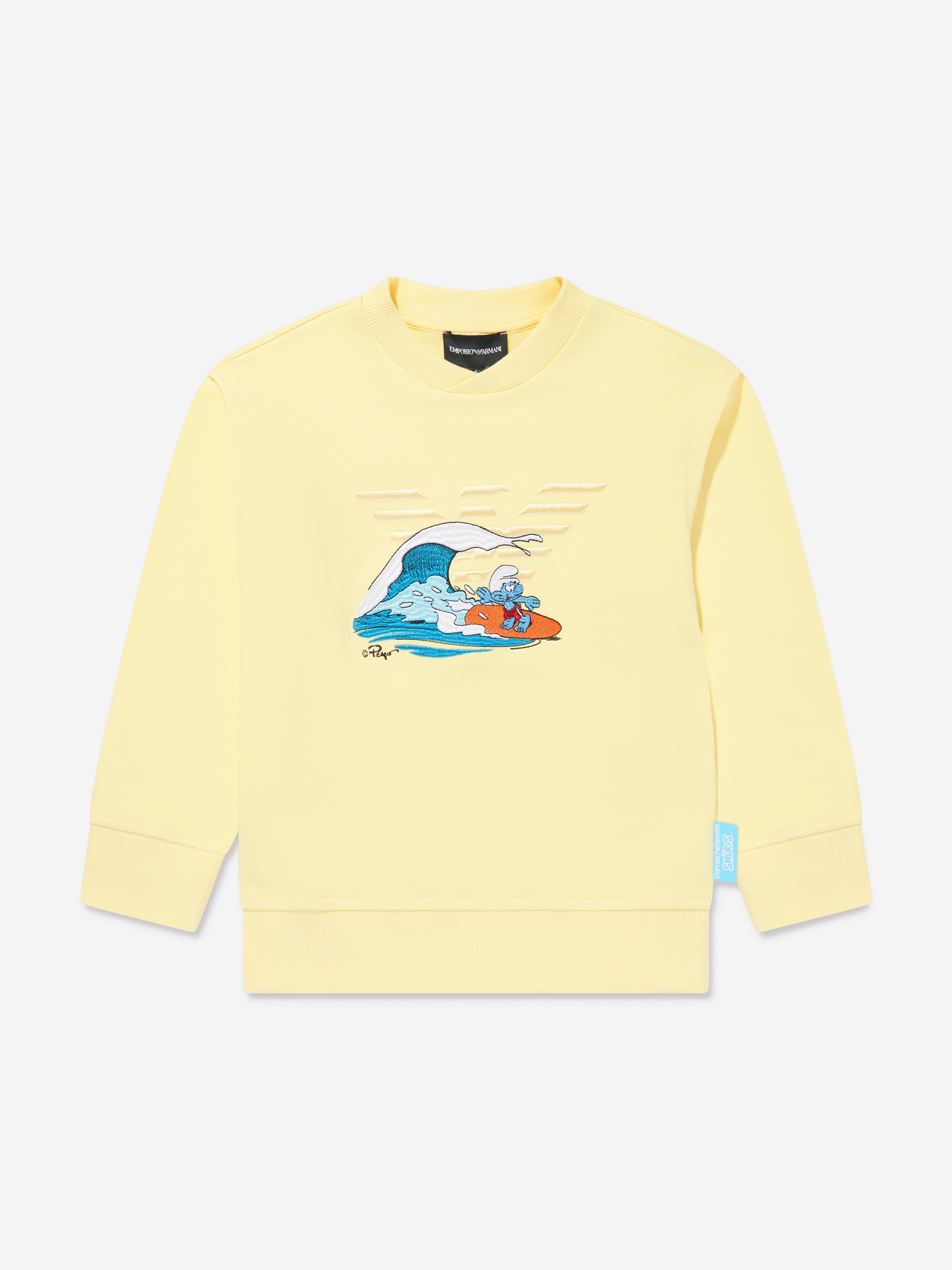 Emporio Armani Boys Smurf Surf Sweatshirt in Yellow Discount Many Kinds Of