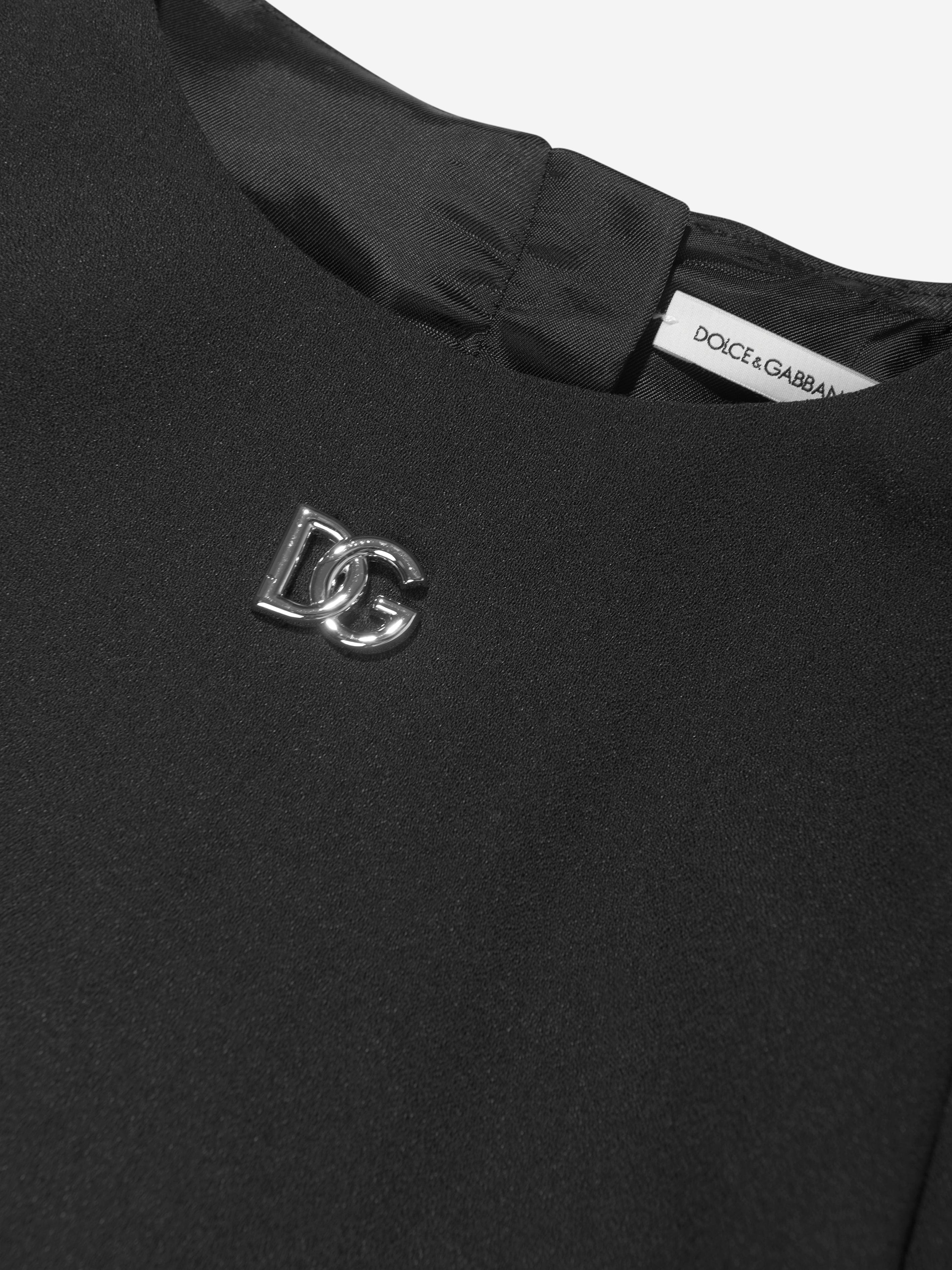 Dolce & Gabbana Girls Metal Logo Dress in Black Cheap Store