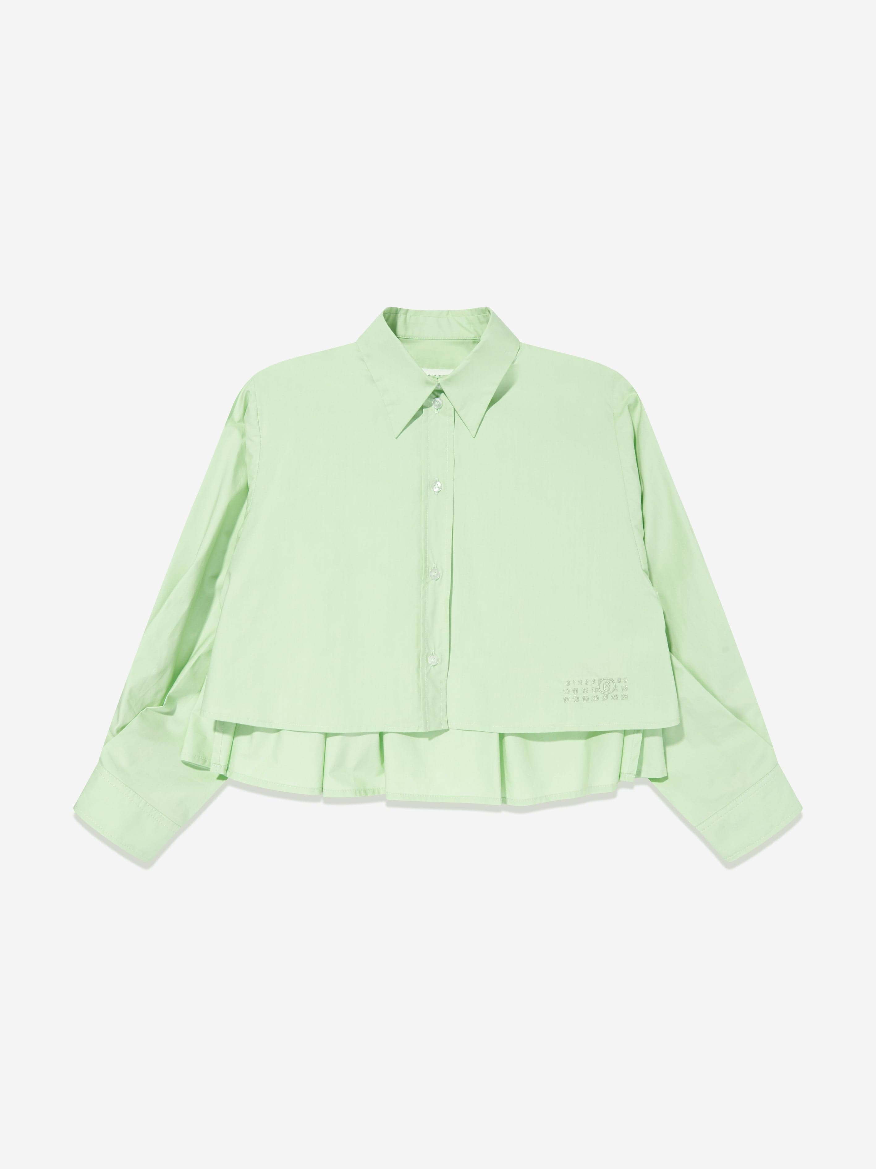 MM6 Maison Margiela Kids Cropped Poplin Pleated Back Shirt in Green Footlocker Pictures Sale Online