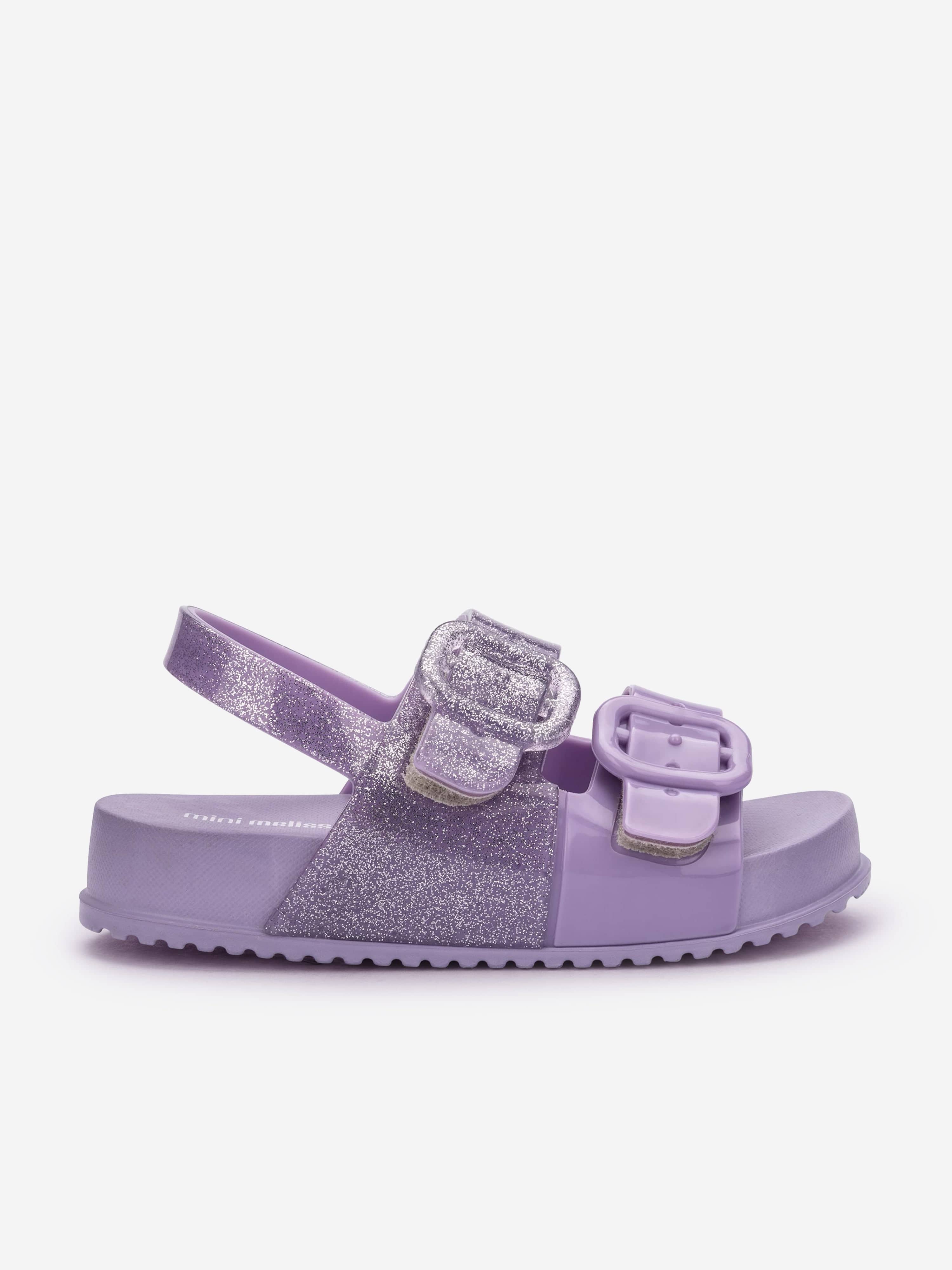 Mini Melissa Girls Cozy Glitter Sandals in Purple Collections Online