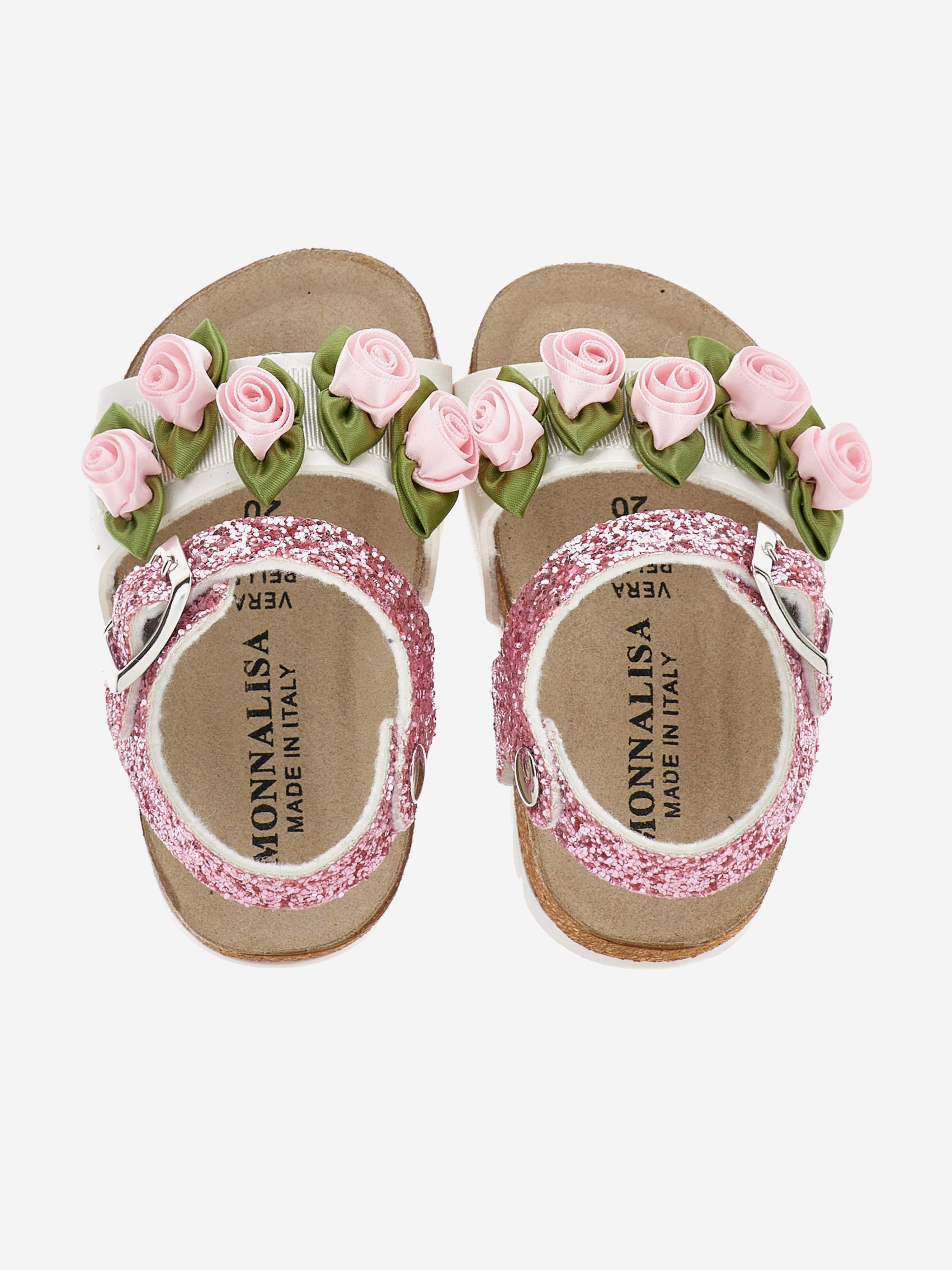 Girls Rose Glitter Sandals in Pink Cost For Sale