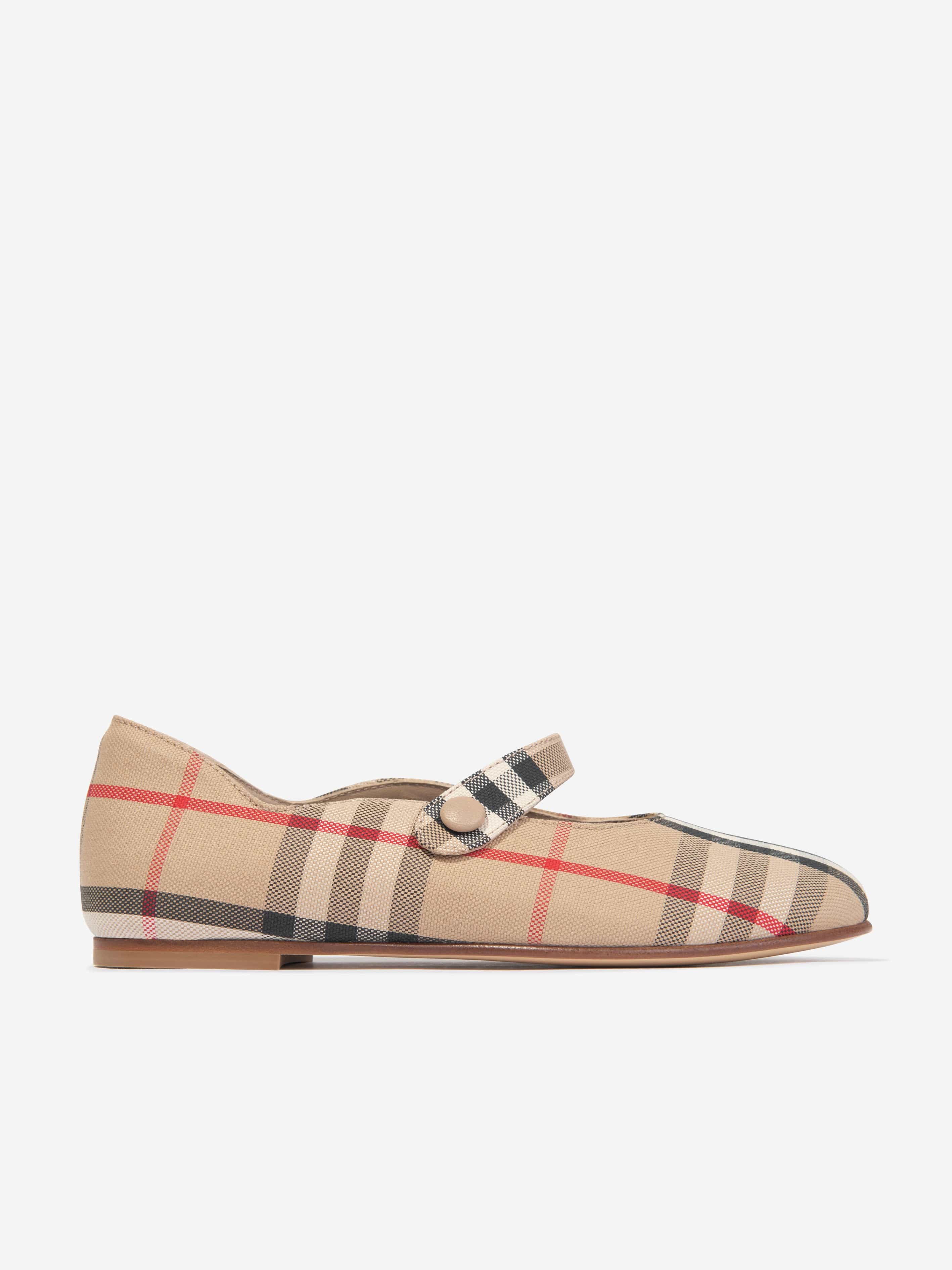 Burberry Girls Archive Check Ballerina Pumps in Beige Big Discount Cheap Pice