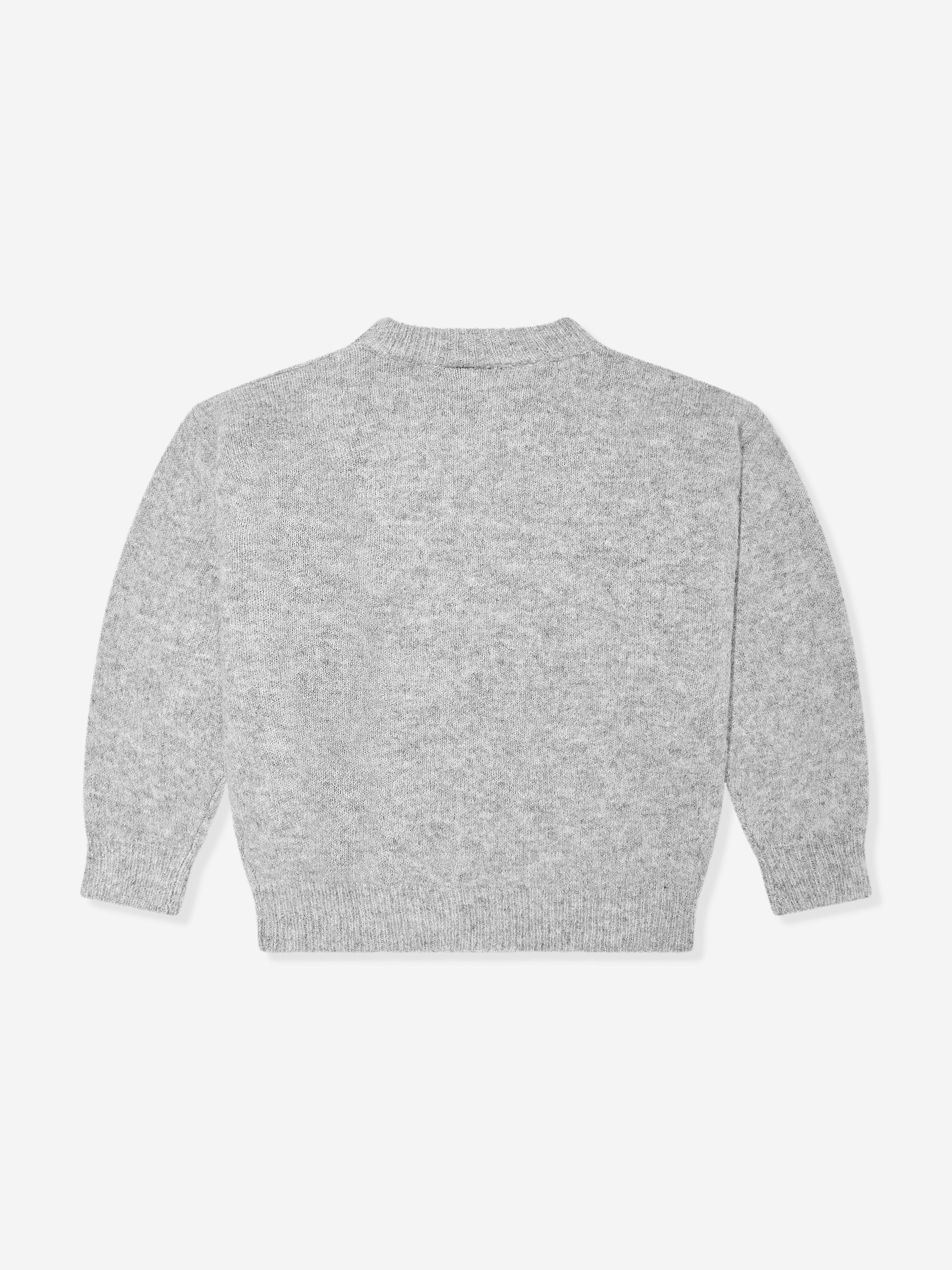 The Couture Club Kids Fluffy Knit Emblem Jumper in Grey Official Site Sale Online