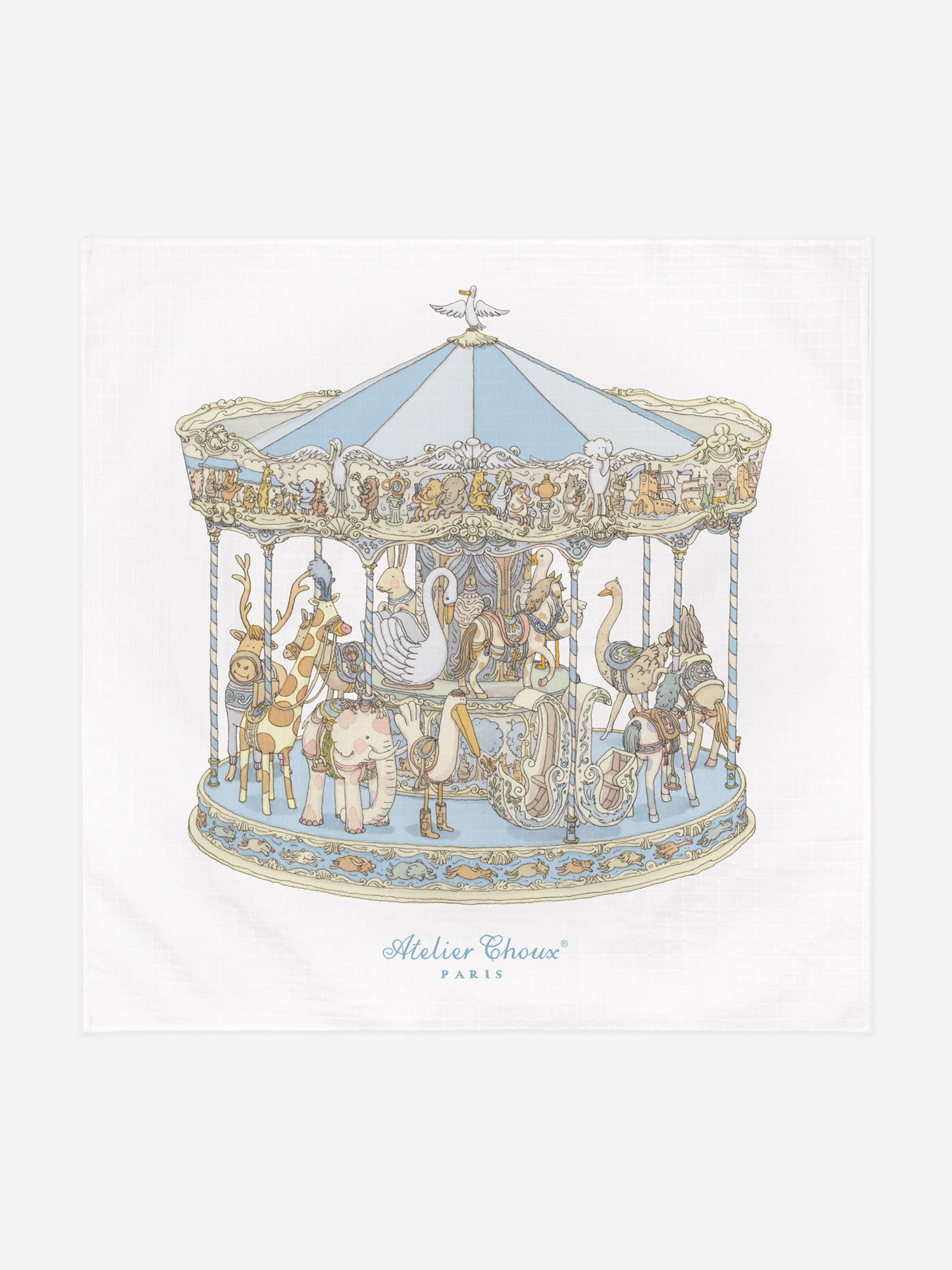 Atelier Choux Baby Boys Carousel Swaddle in Blue 2025 Cheap Online