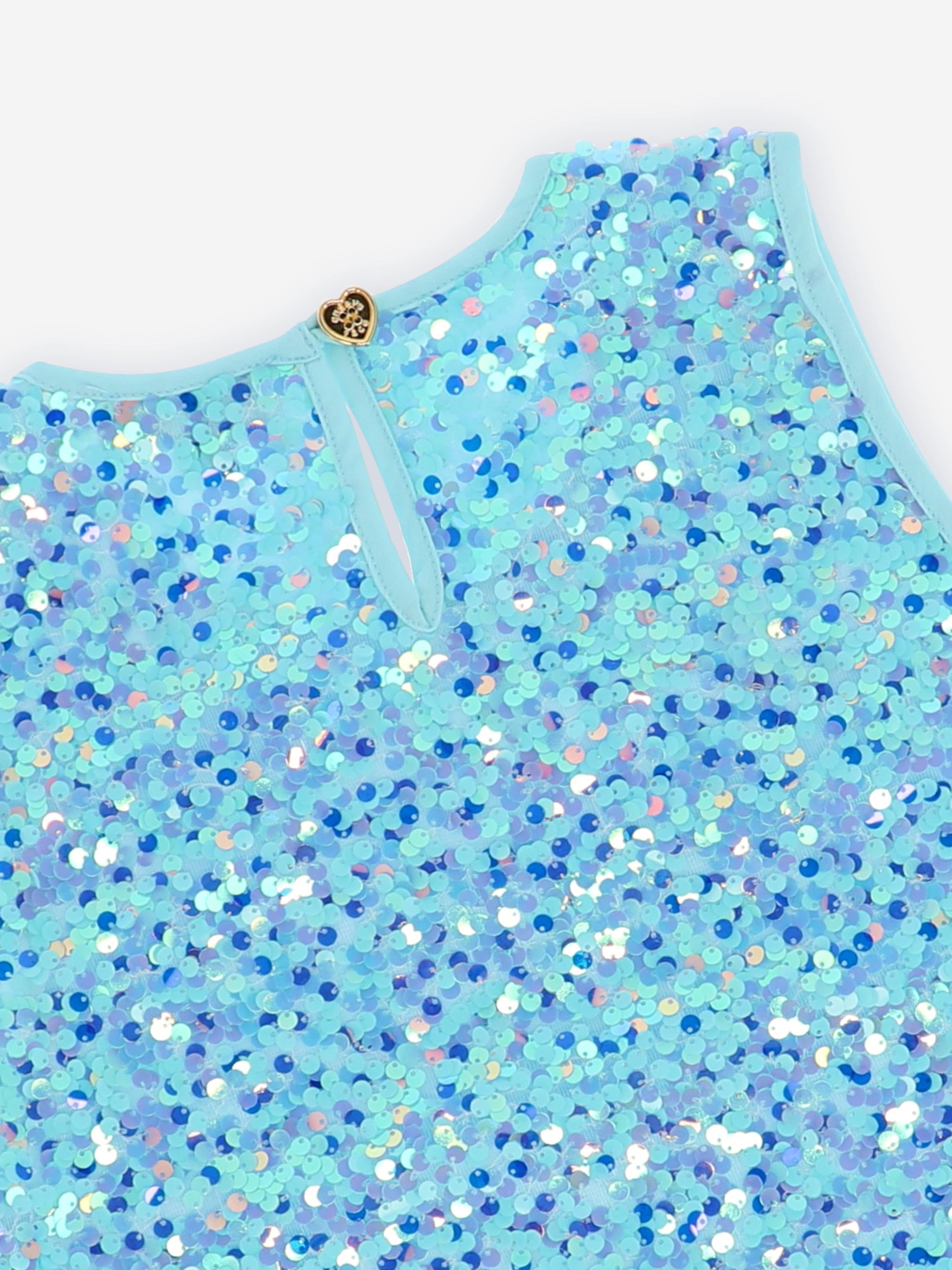 Angels Face Girls Diva Sequin Top in Blue Cheap With Paypal