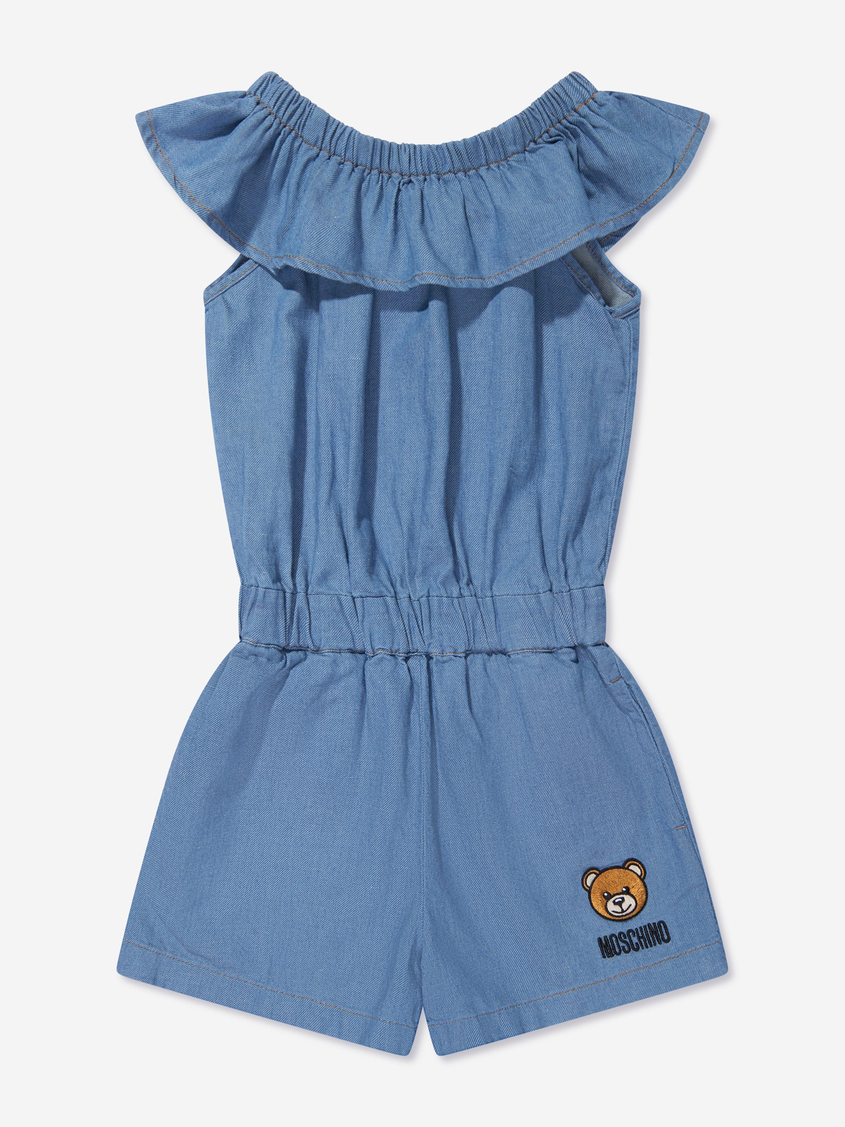 Moschino Girls Chambray Teddy Playsuit in Blue Online Sale