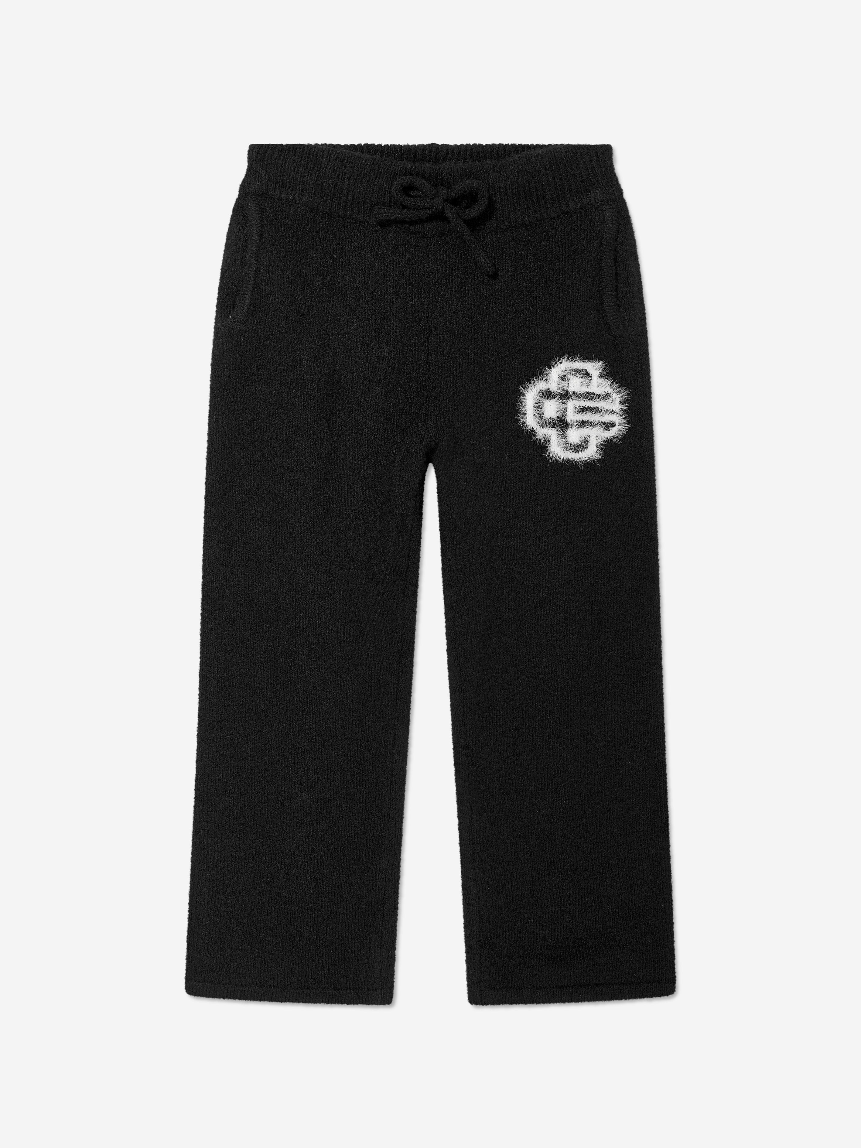 The Couture Club Kids Fluffy Knit Emblem Joggers in Black Best Deals