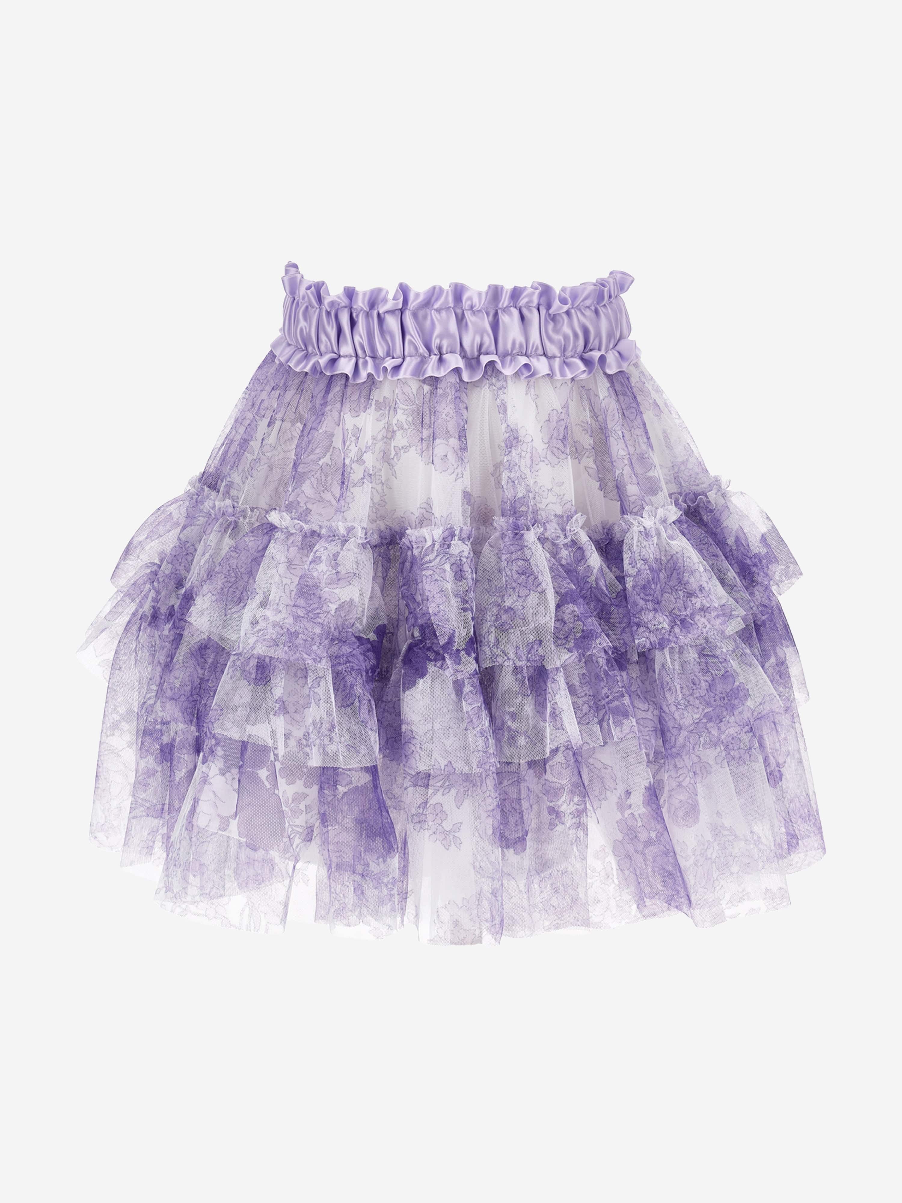 Monnalisa Girls Monochrome Tulle Skirt in Purple Buy