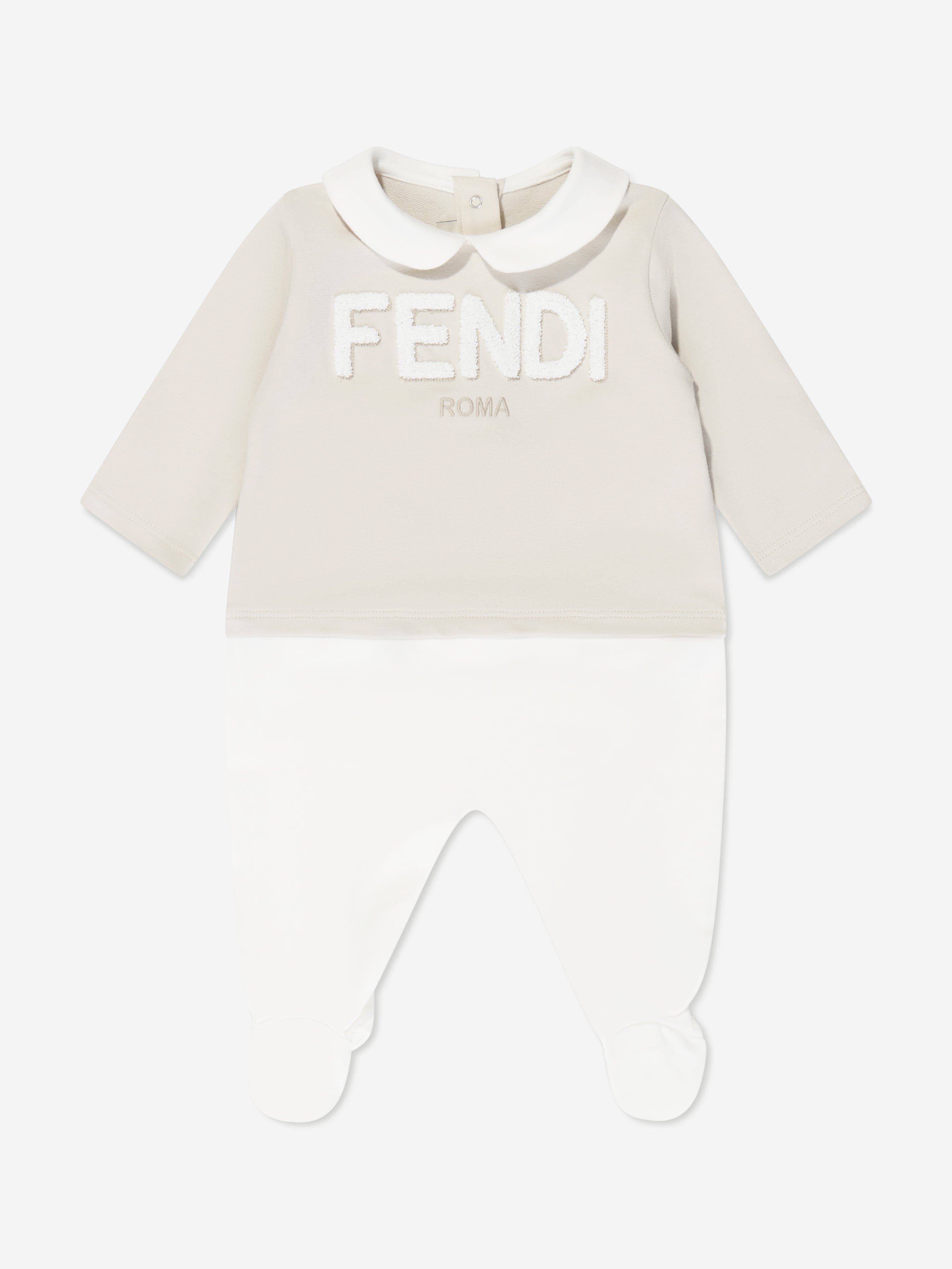Fendi Baby Logo Babygrow Gift Set in Beige Cheap From China