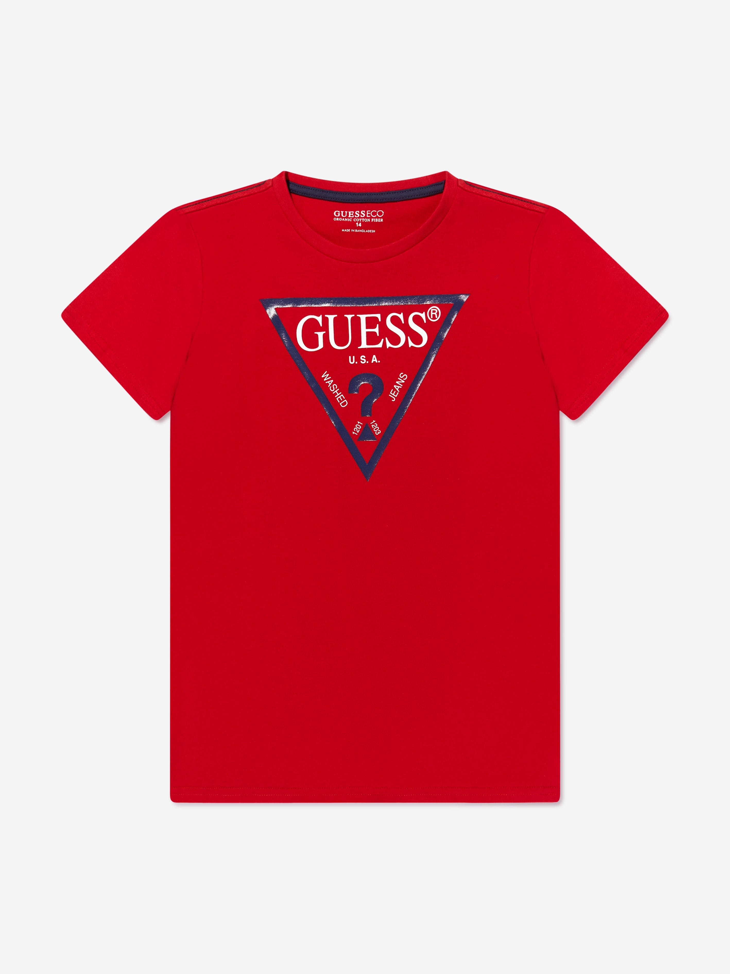 Guess Boys Logo Print T-Shirt in Red For Sale Free Shipping