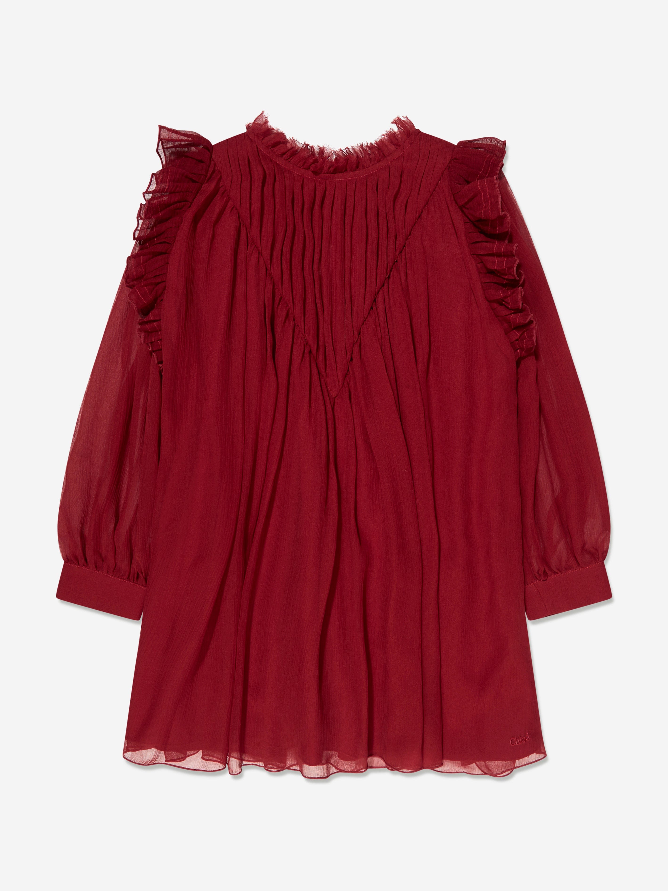 Chlo¨¦ Girls Pleated Silk Ceremony Dress in Red Cheap Sale Reliable