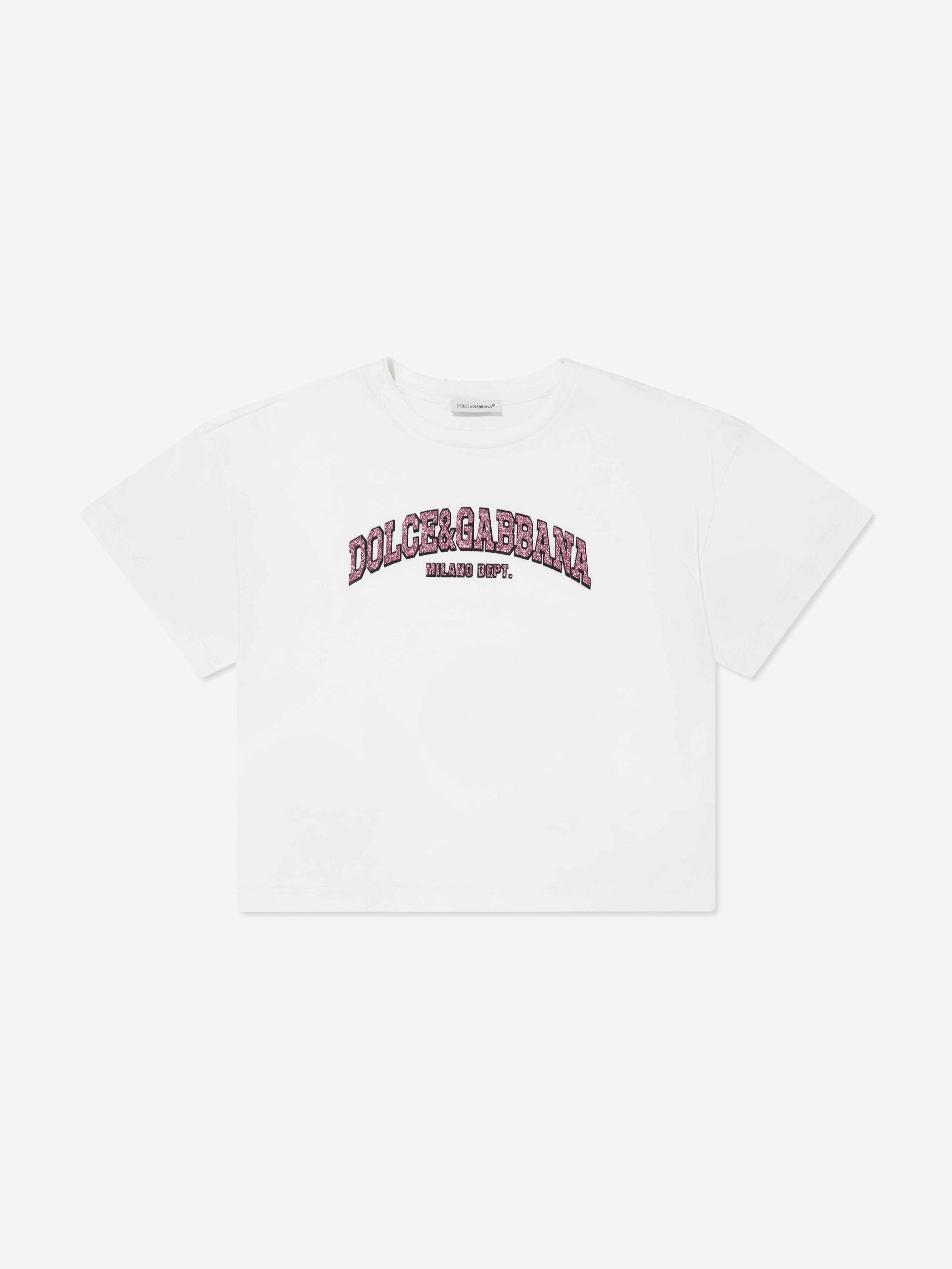 Dolce & Gabbana Girls Logo T-Shirt in White Cheapest Pice
