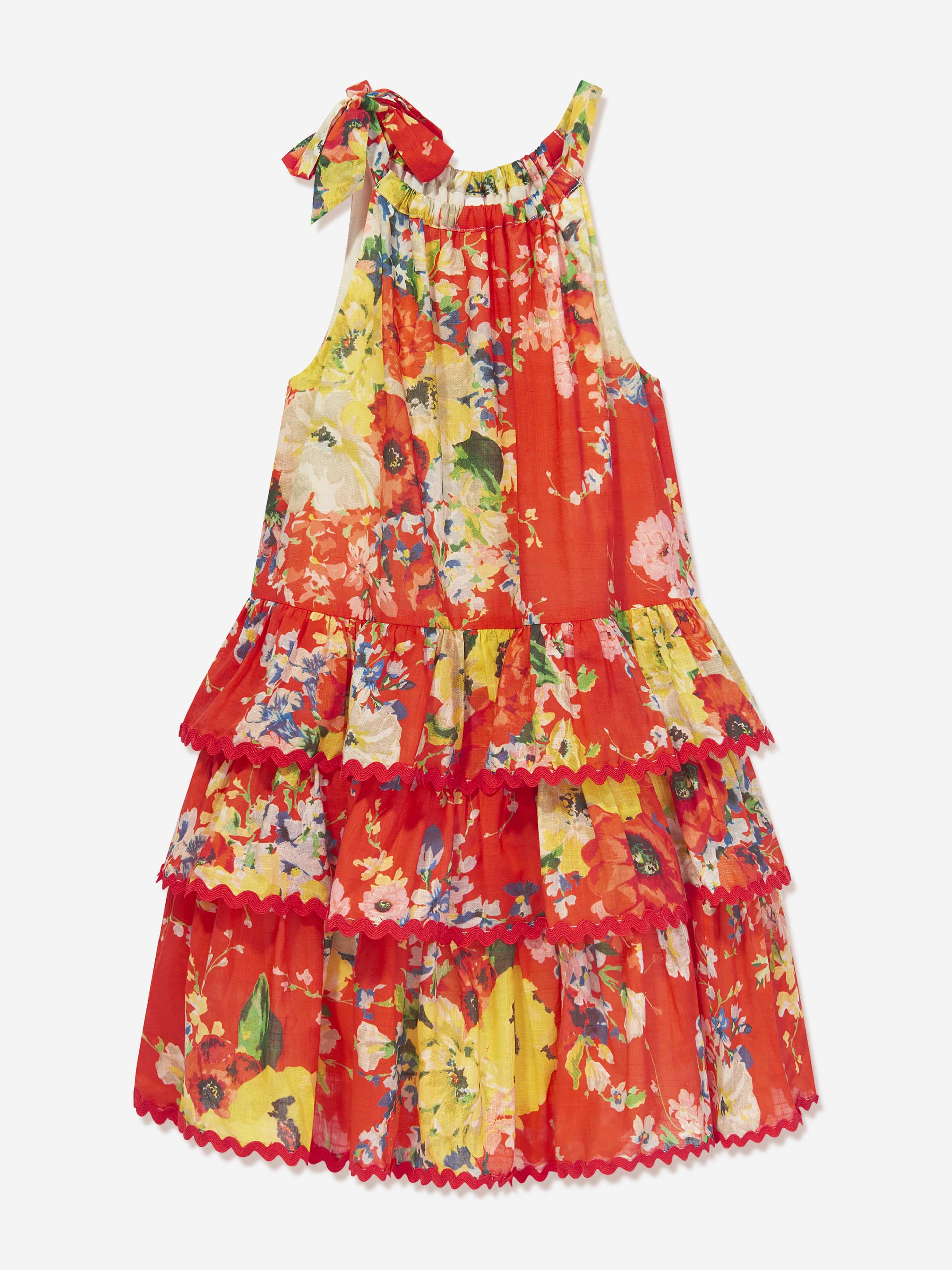 Zimmermann Girls Alight Tiered Halter Dress in Red Sale Visa Payment