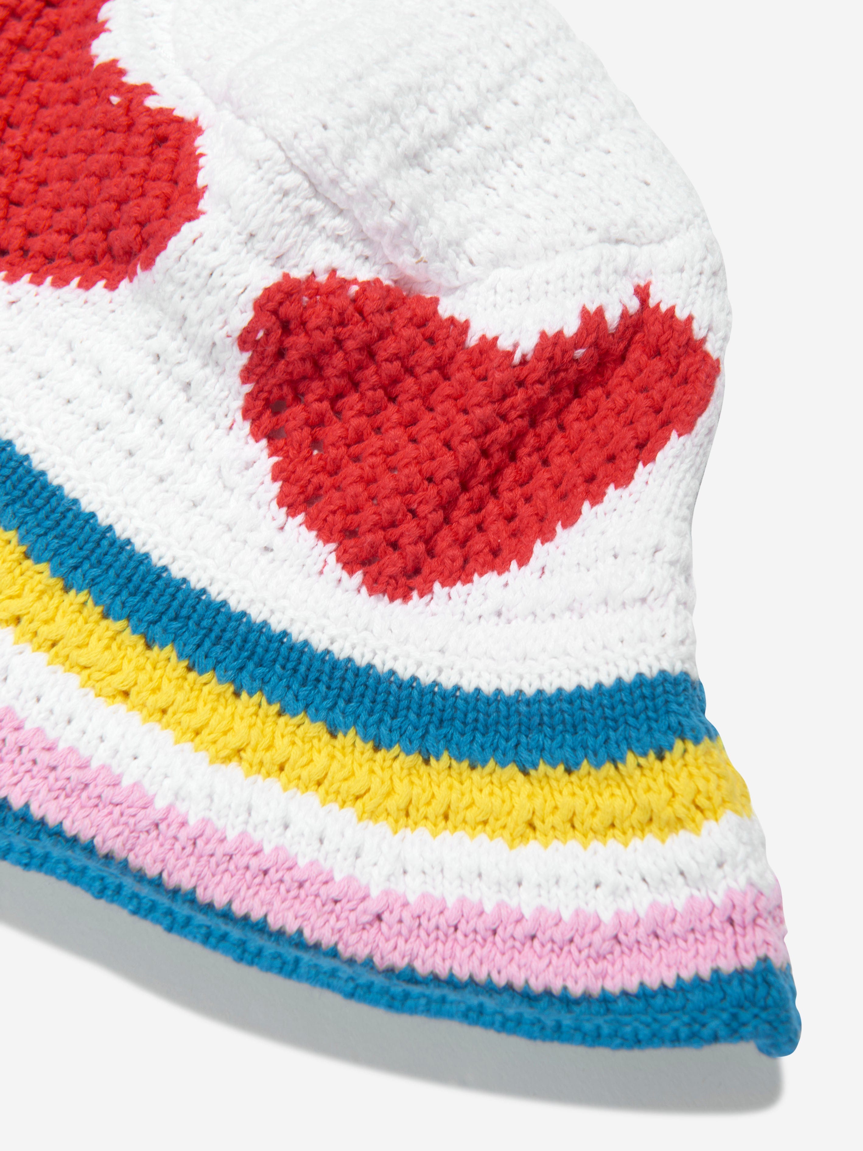 Stella McCartney Girls Crochet Heart Sun Hat in Ivory Cheap Sale Brand New Unisex