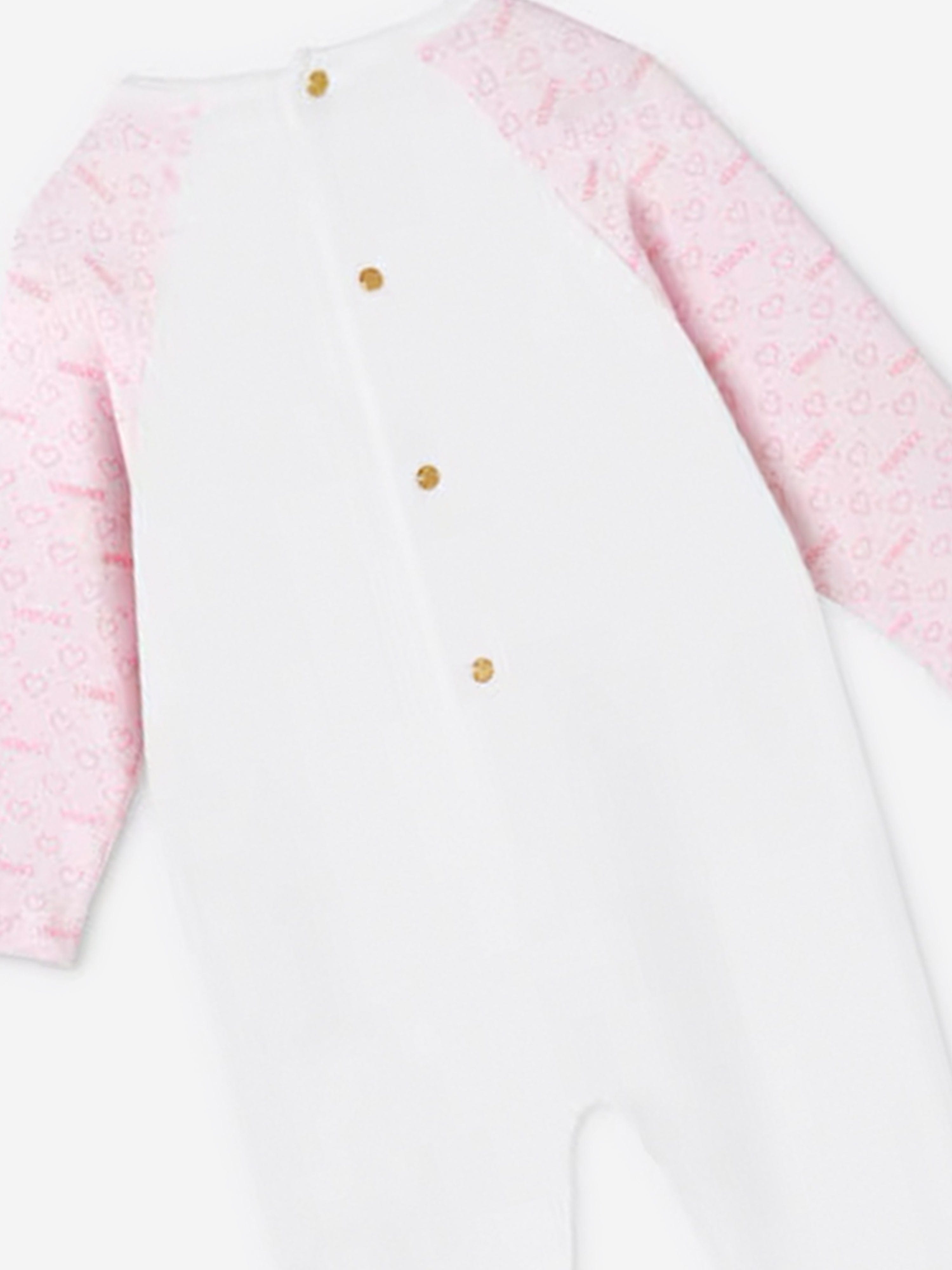 Versace Baby Girls All Hearts Romper in White Discount For Sale