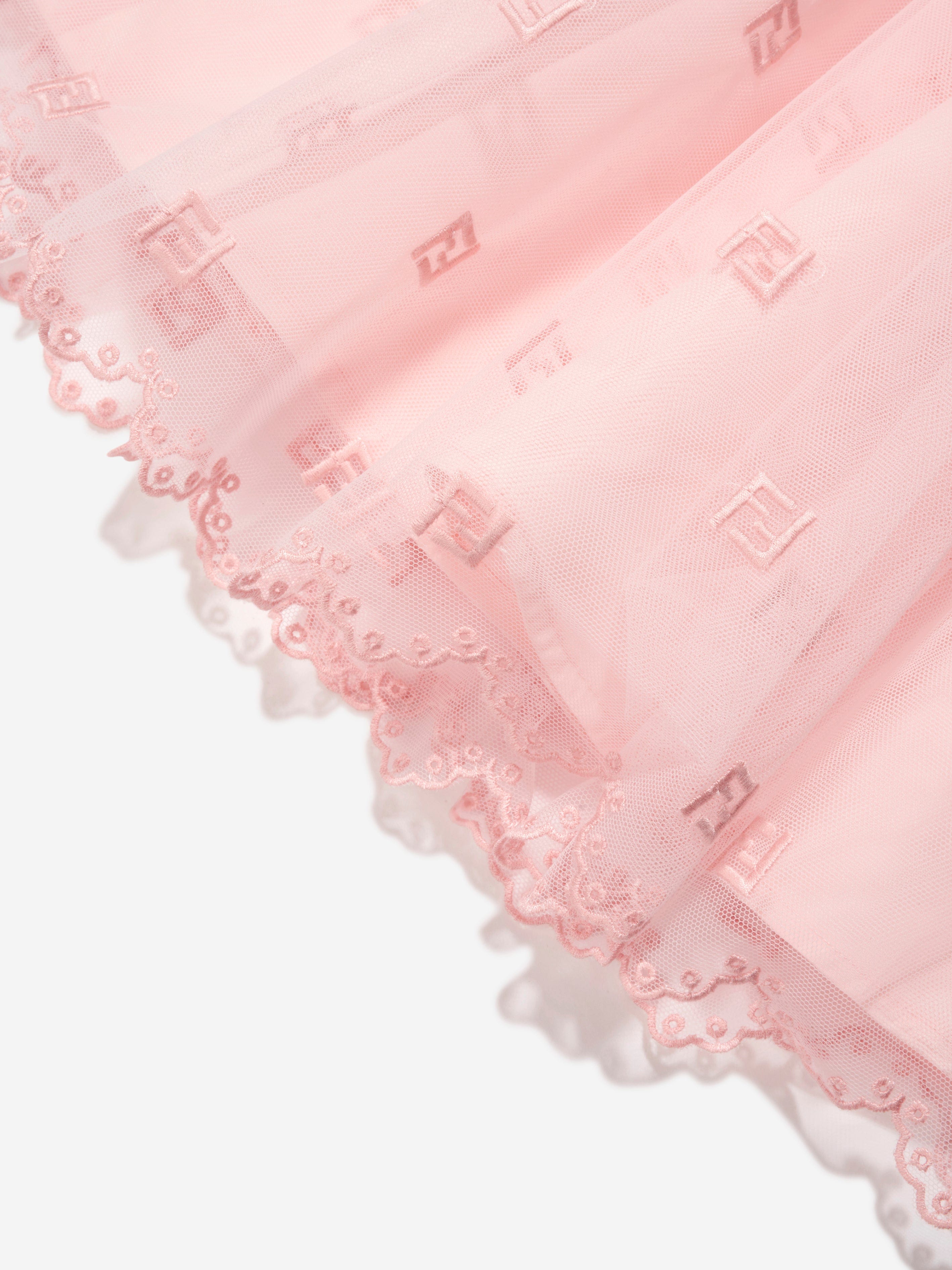 Fendi Girls Embroidered Tulle Skirt in Pink Wiki Cheap Pice