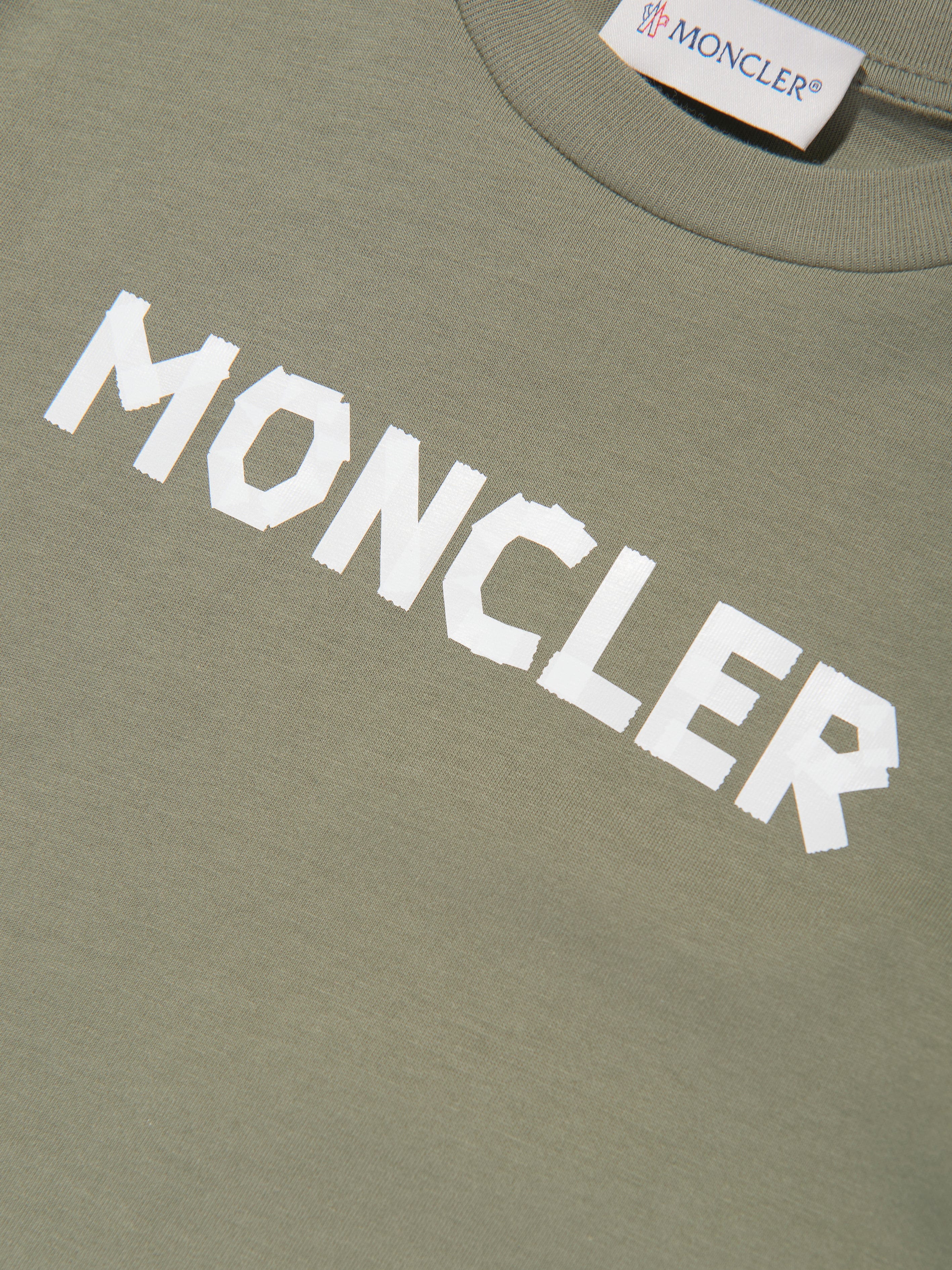 Moncler Enfant Boys Logo t-Shirt in Green Cheapest Sale Online