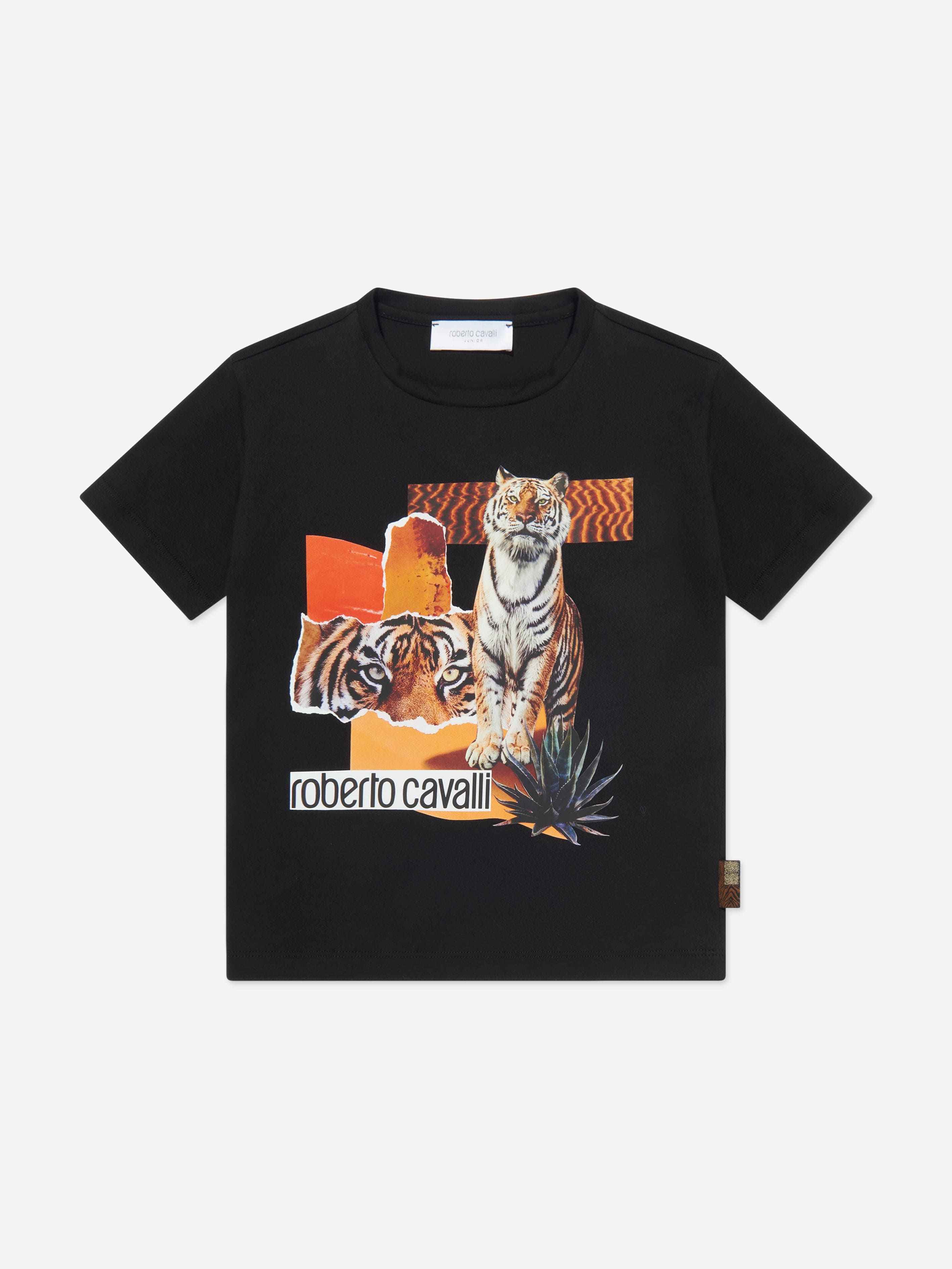 Roberto Cavalli Boys Tiger T-Shirt in Black Where To Buy