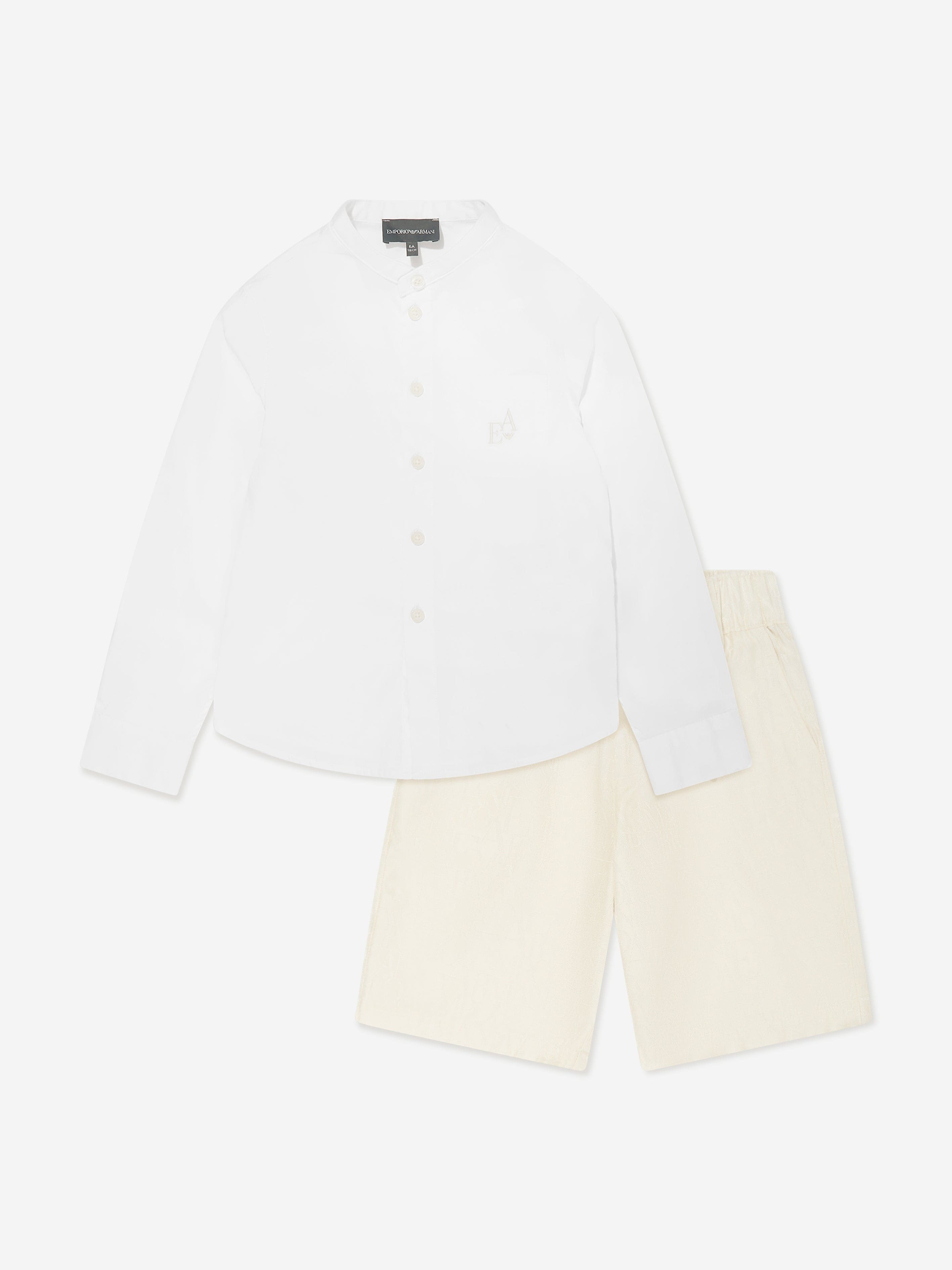 Emporio Armani Boys Shirt And Shorts Set in Multicolour Discount Best Pices
