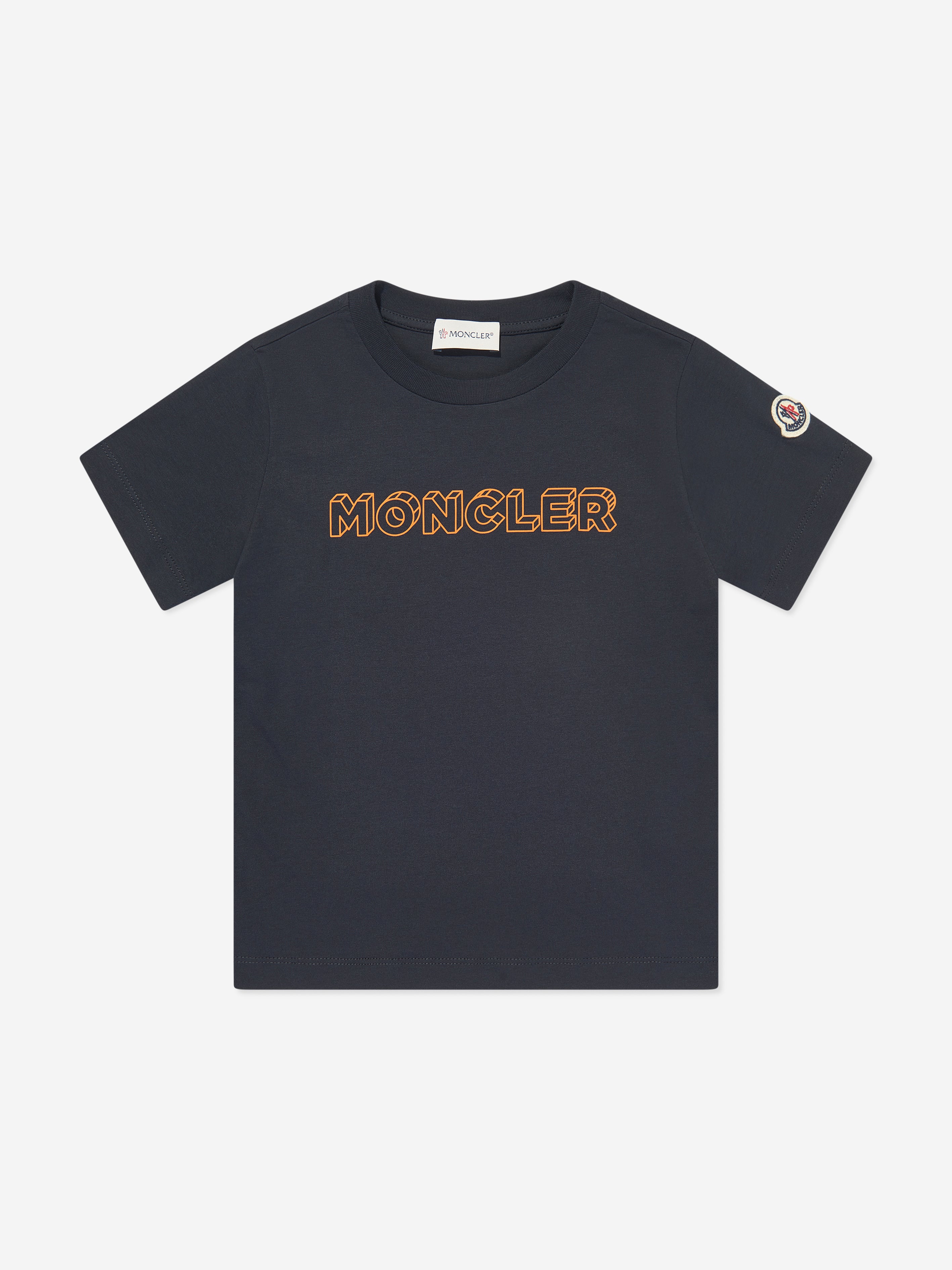 Moncler Enfant Boys Logo Print T-Shirt in Navy Sale For Nice