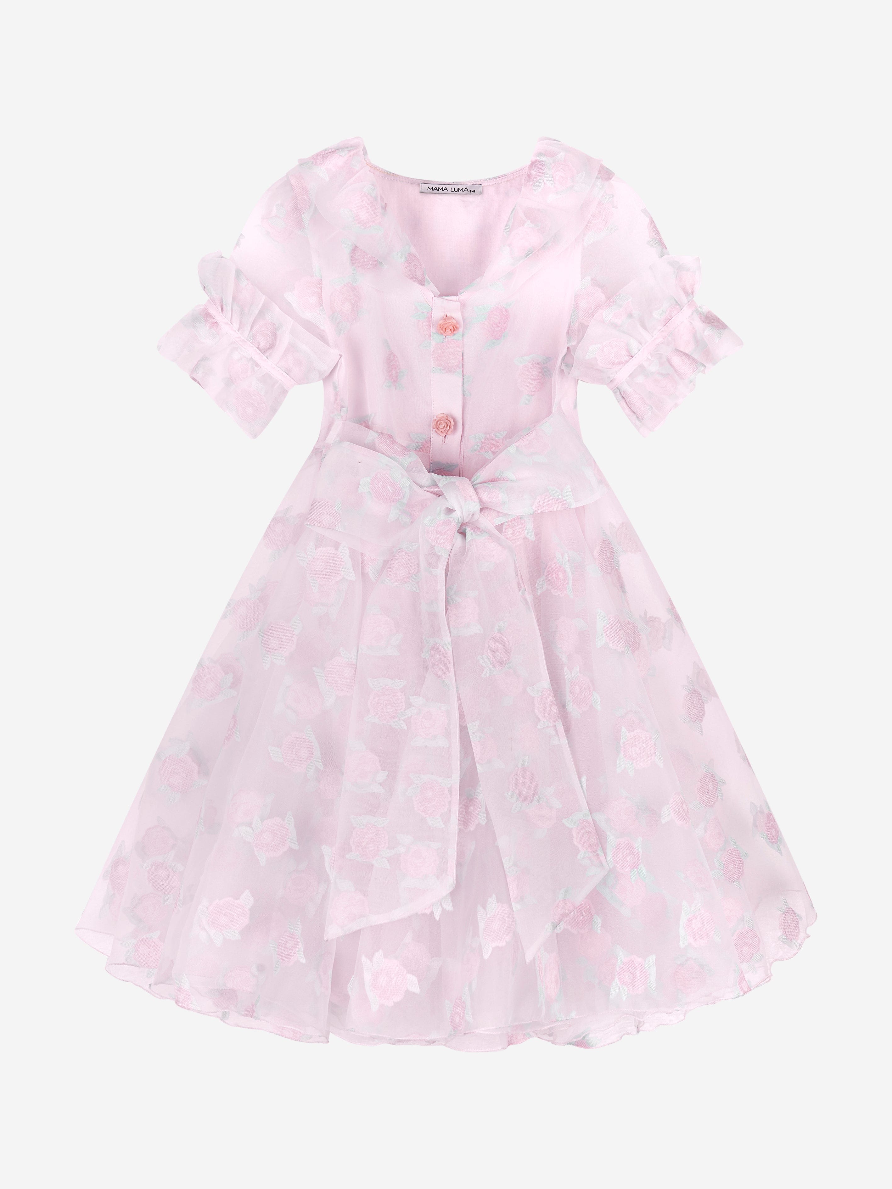Mama Luma Girls Micro Flowers Princess Dress in Pink Discount Cheapest Pice