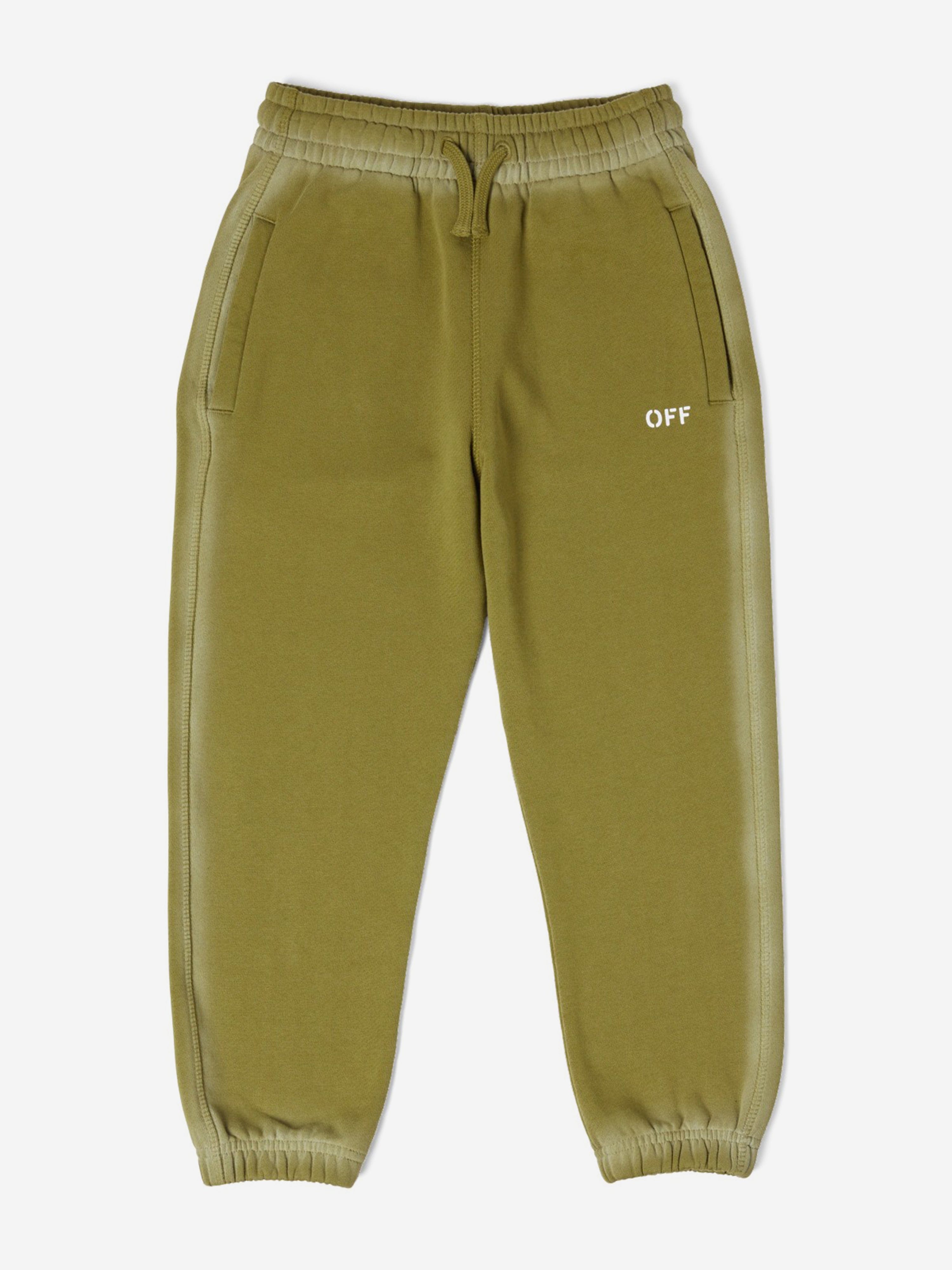 Off-White Boys Off Stamp Joggers in Green Official Site For Sale