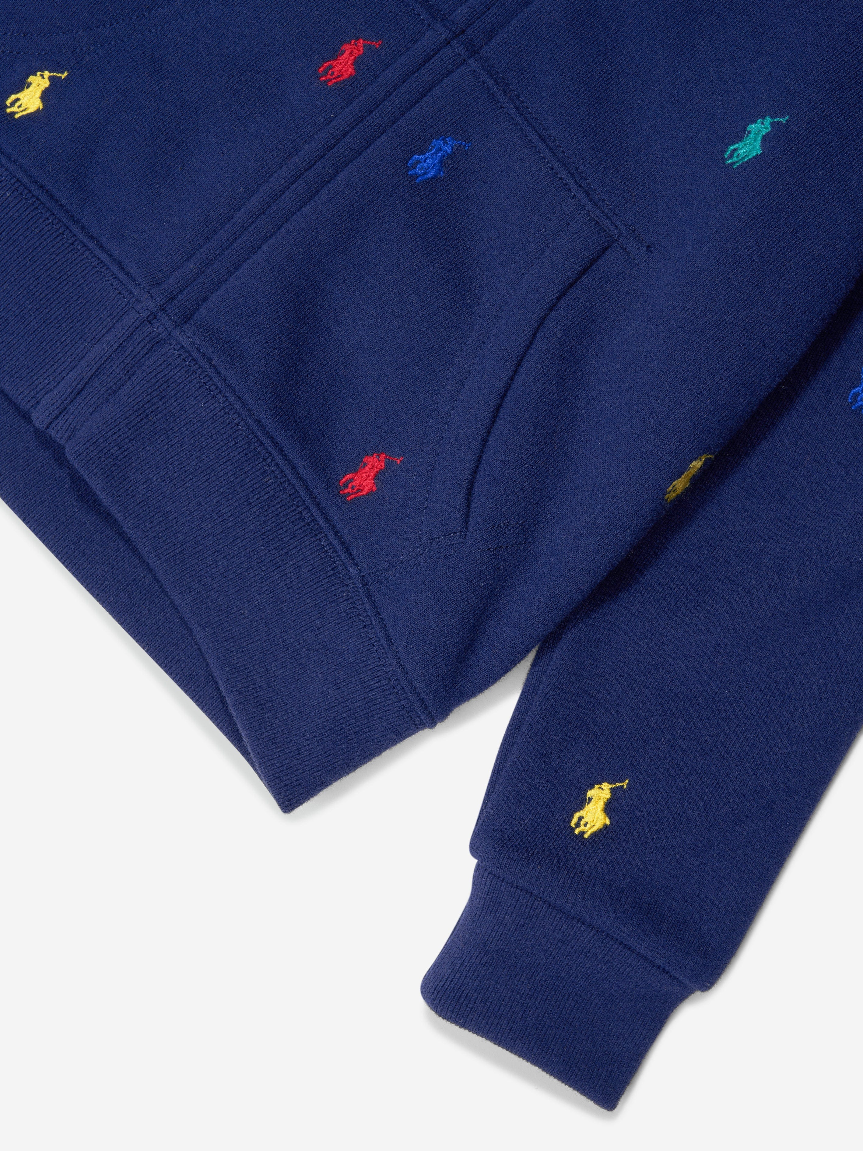 Ralph Lauren Boys Multi Logo Zip Up Top in Navy Big Sale Cheap Online