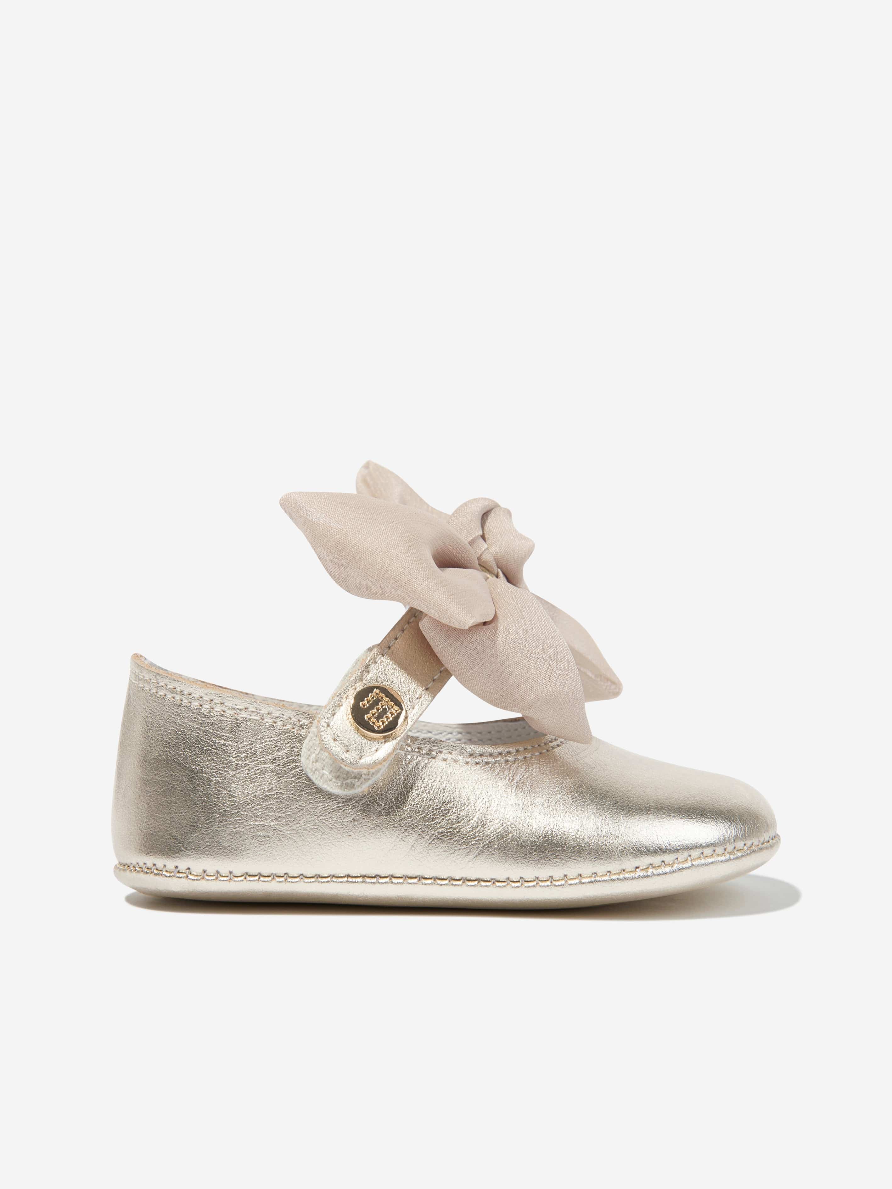 Andanines Baby Girls Leather Bow Shoes in Gold Buy Cheap 2025