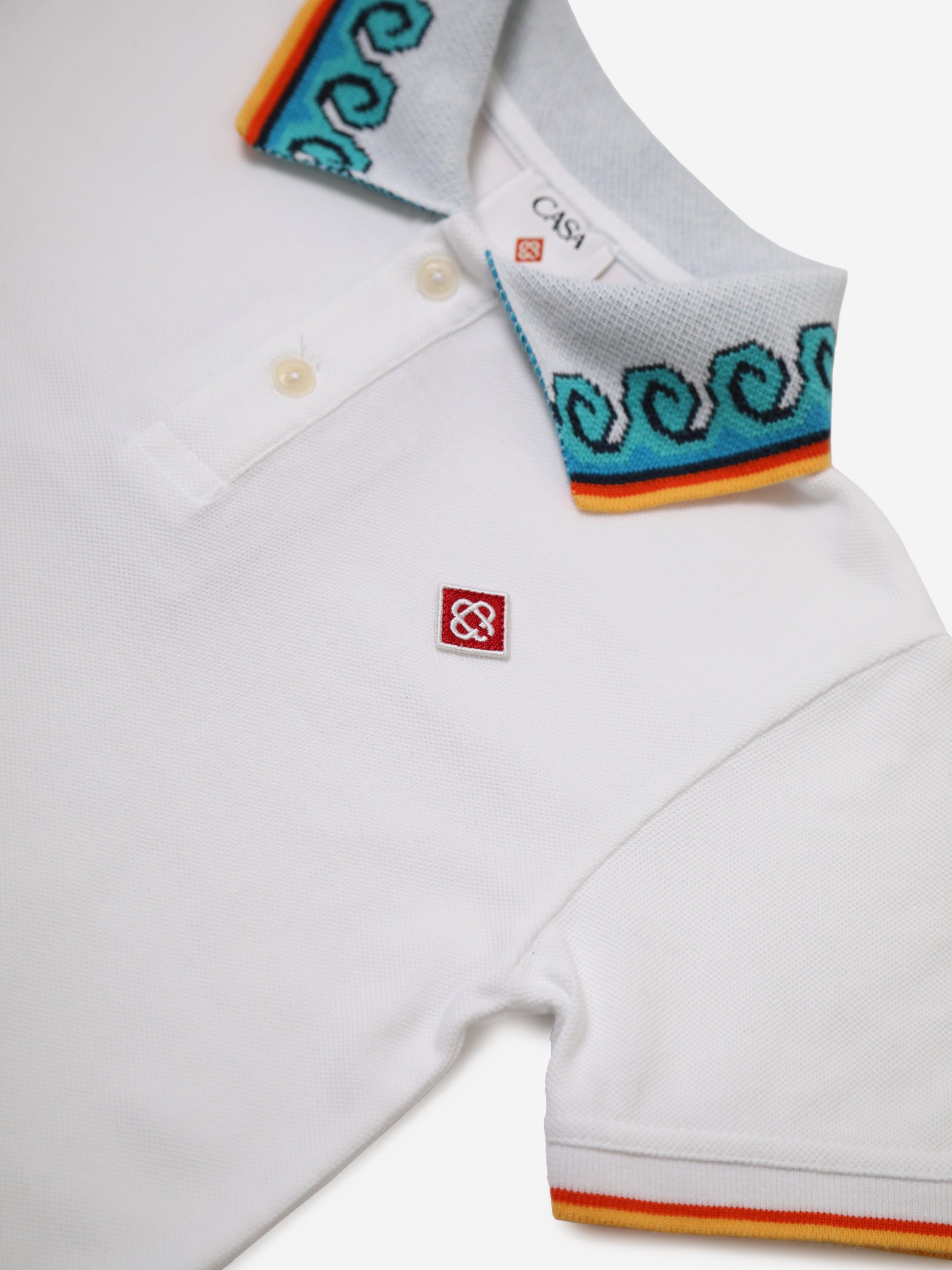 Casablanca Kids Greco Wave Polo Shirt in White Free Shipping Cheap Pice