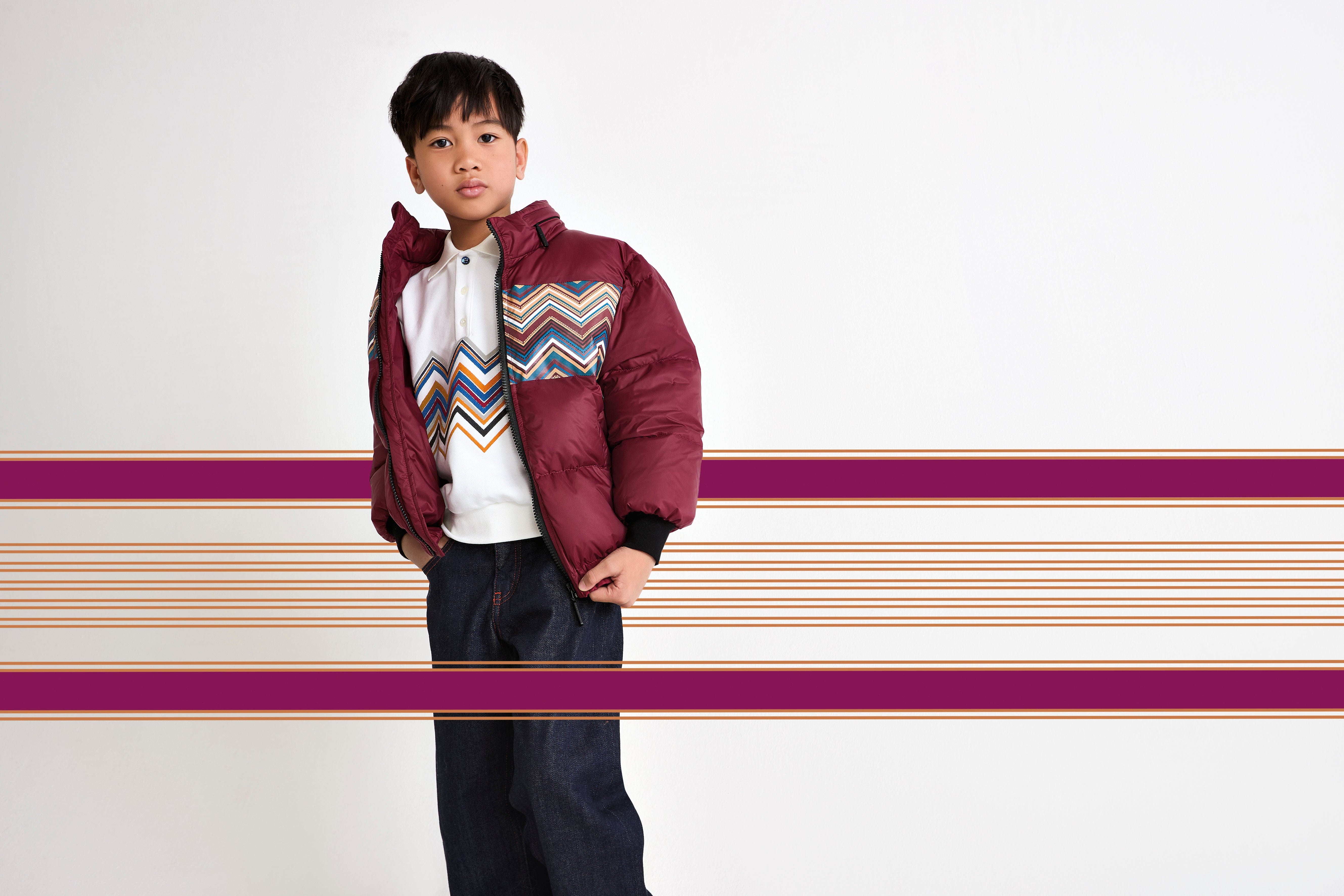 Missoni Boys Zigzag Collared Sweatshirt in White Finishline Cheap Online