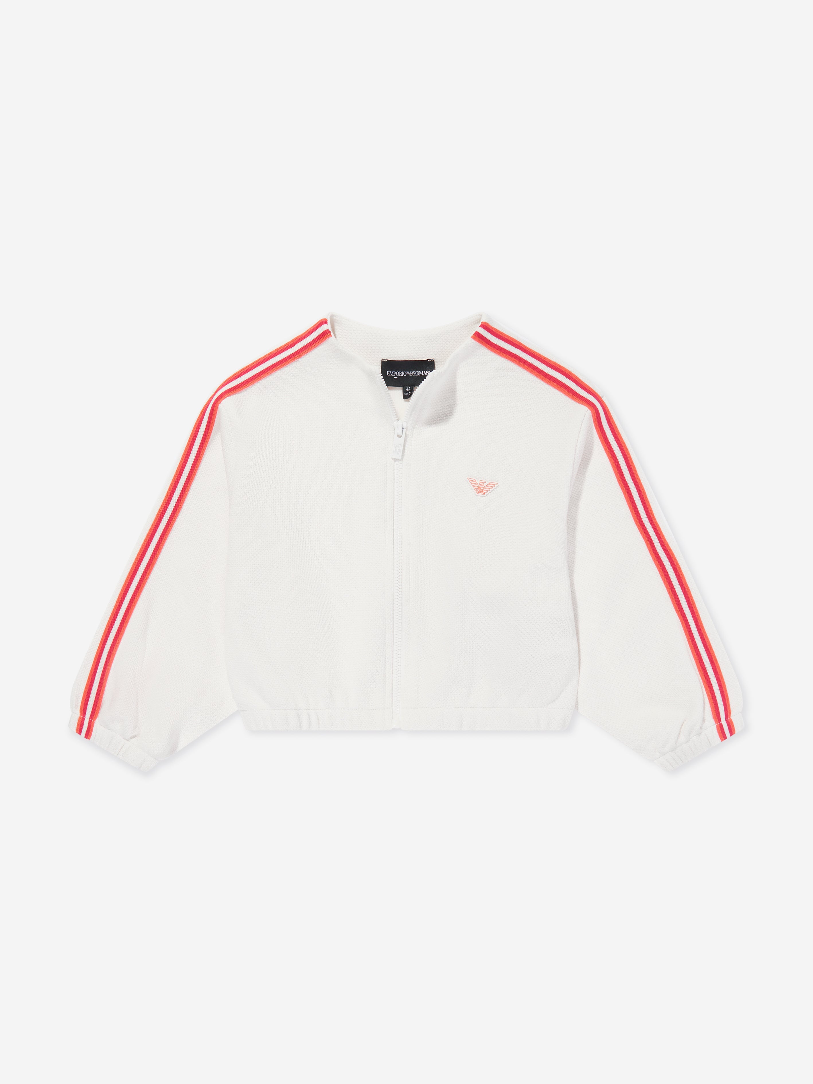 Emporio Armani Girls Logo Zip Up Top in White Original For Sale
