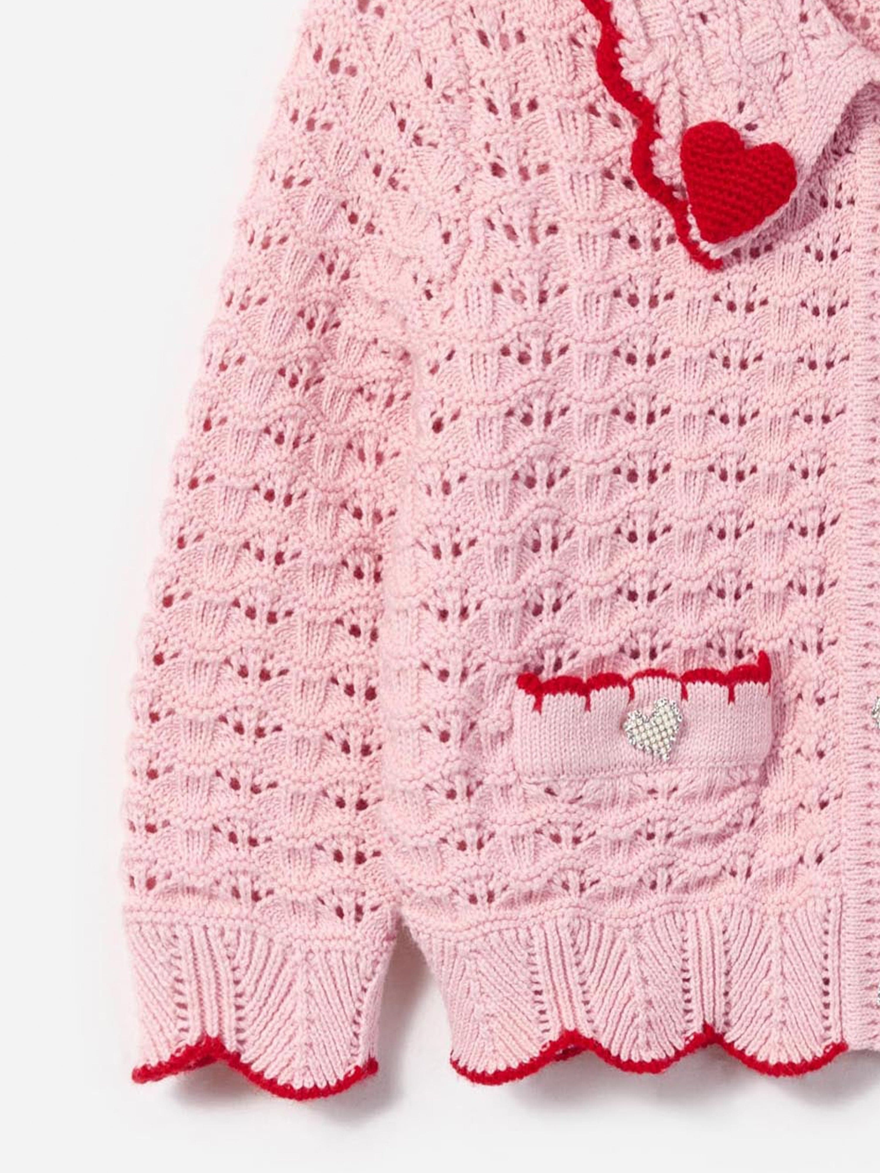Girls Textured Heart Detail Cardigan in Pink Buy Cheap Official Site