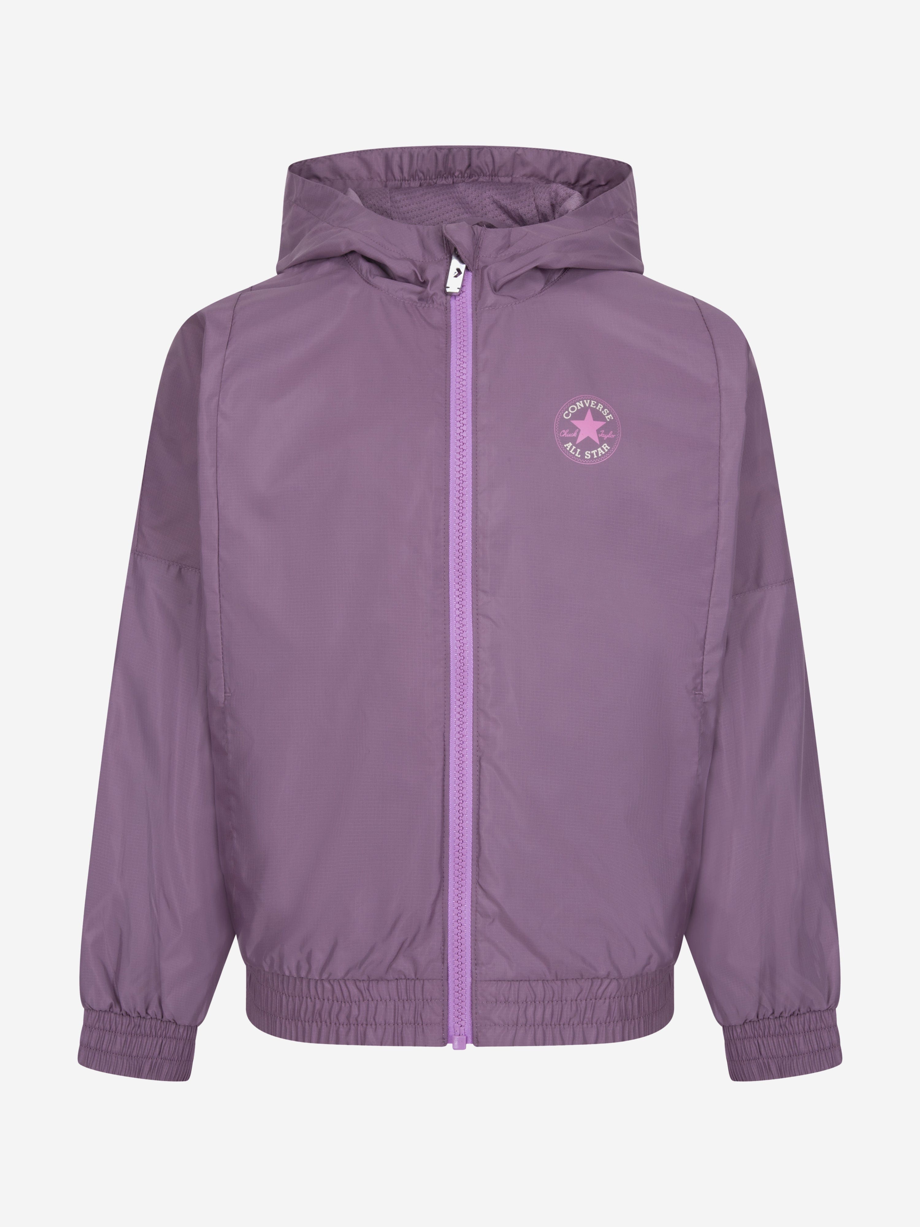 Converse Girls Hooded Zip Up Windbreaker in Purple Free Shipping Eastbay