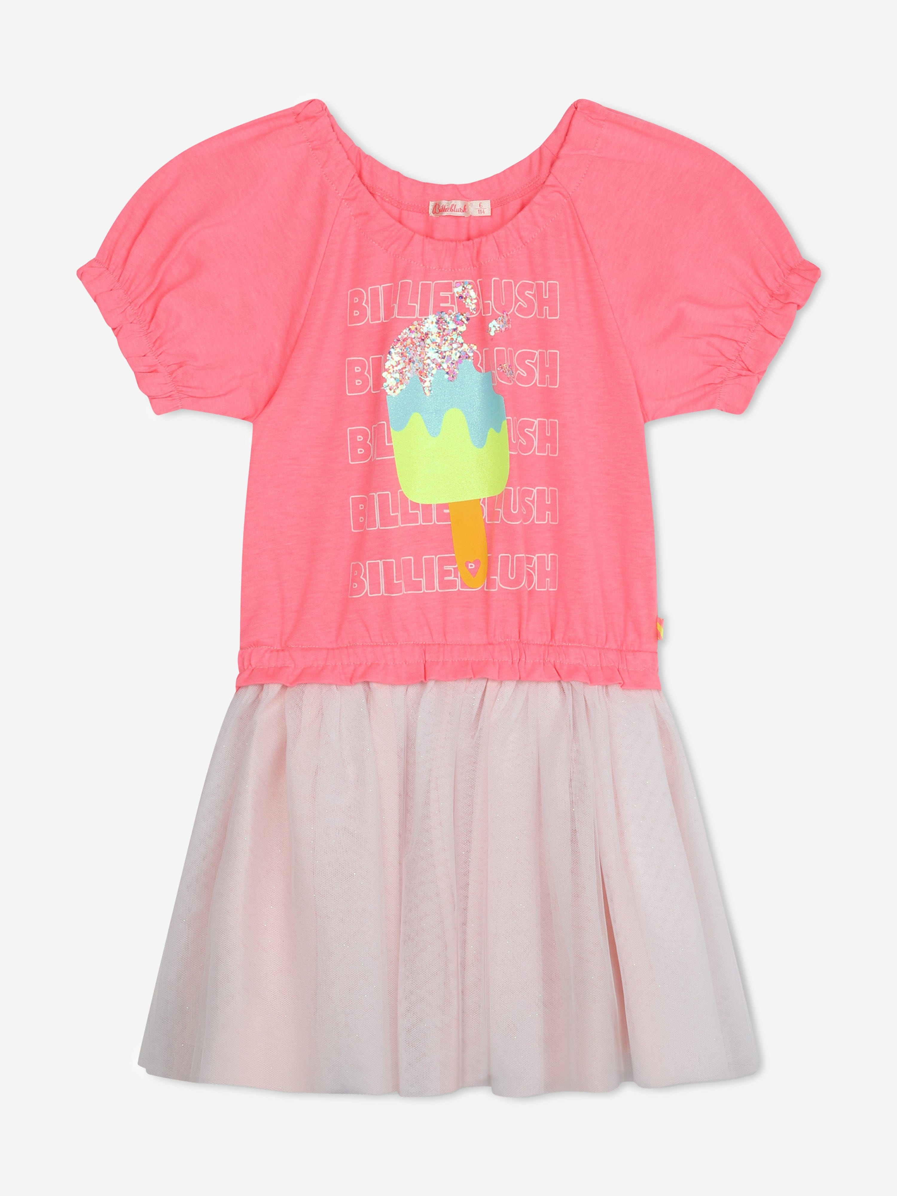 Billieblush Girls Jersey And Tulle Dress in Pink Cheap Outlet Store