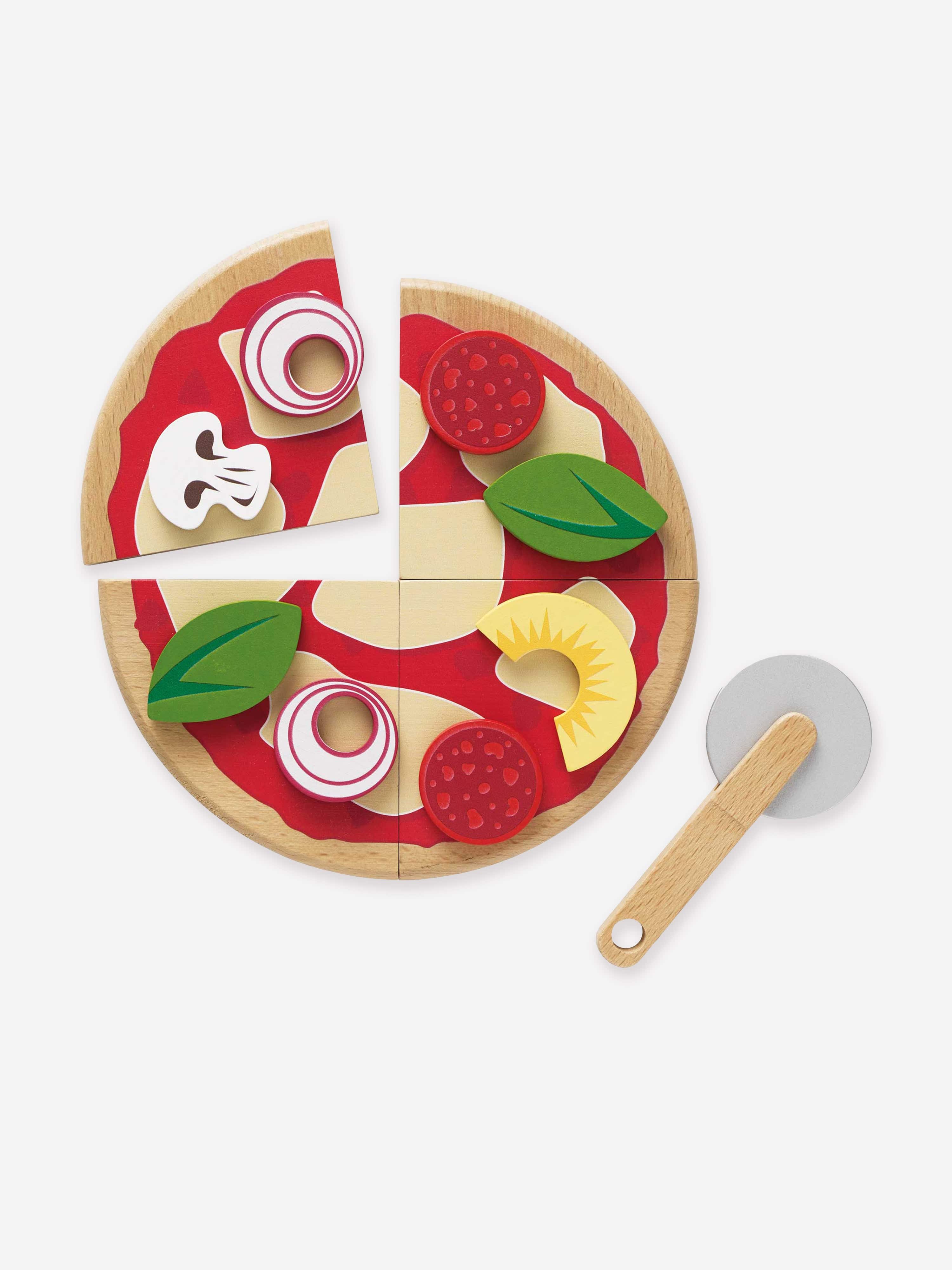 Le Toy Van Pizza & Toppings with Slice Cutter-13 Piece (W:20 x D:20 x H:2cm) Best Sale Online