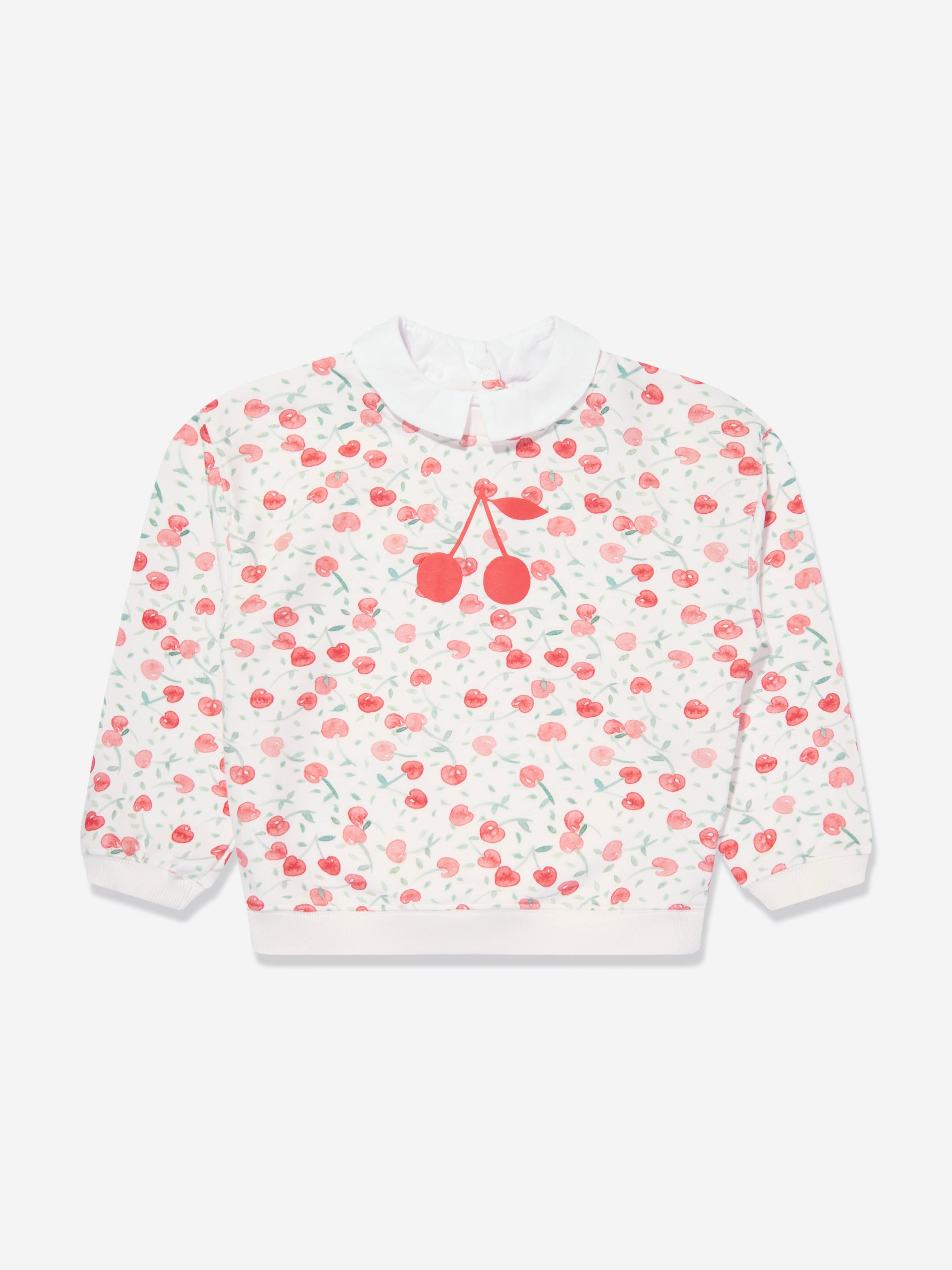 Bonpoint Girls Claudine Cherry Sweatshirt in White Big Sale Sale Online